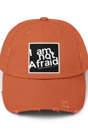 I’m Not Afraid, Distressed Hat - 1 John 4:1, Christian Apparel