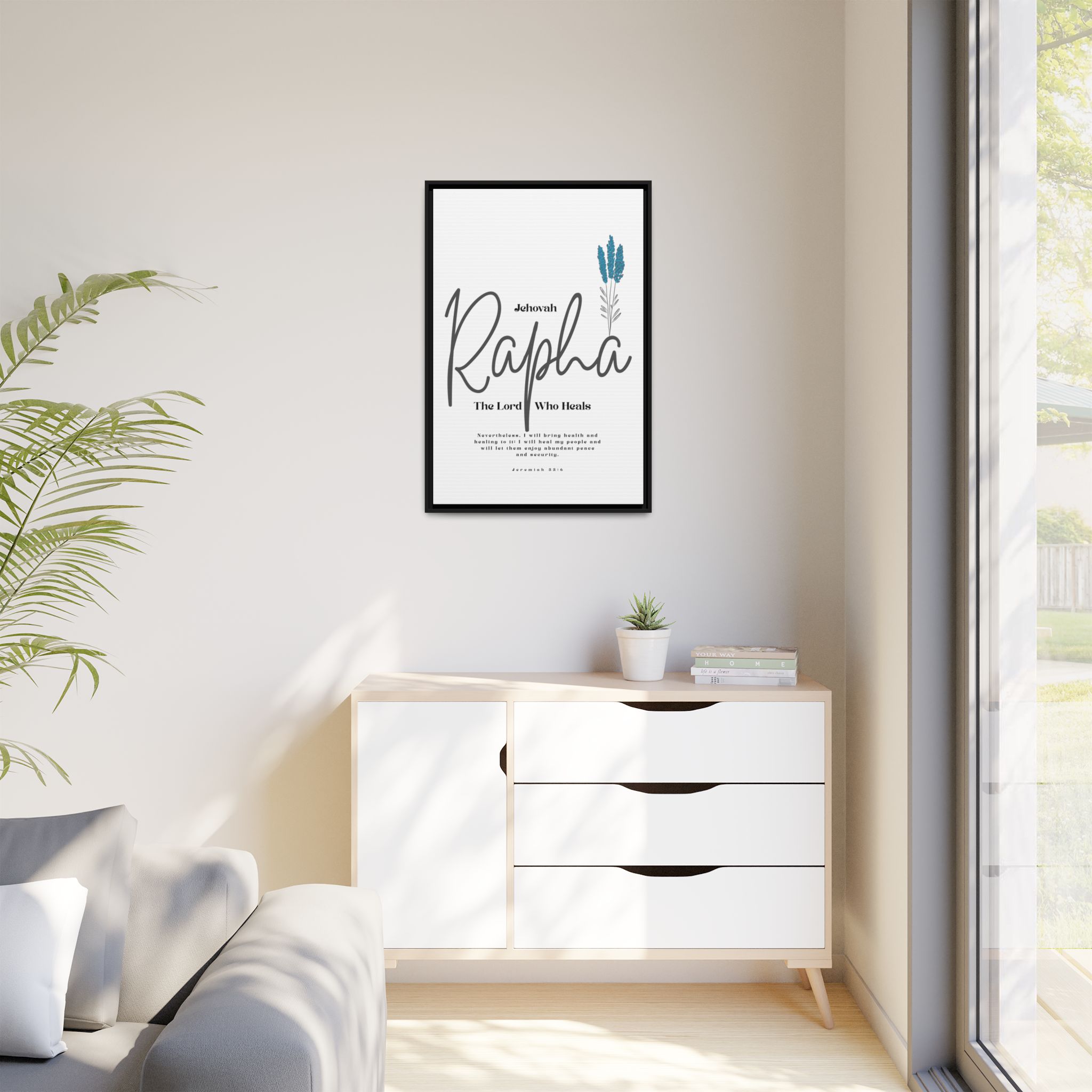Jehovah Rapha Framed Canvas - The Lord Who Heals- Soothing Multi-Color Scripture Art - Image 3
