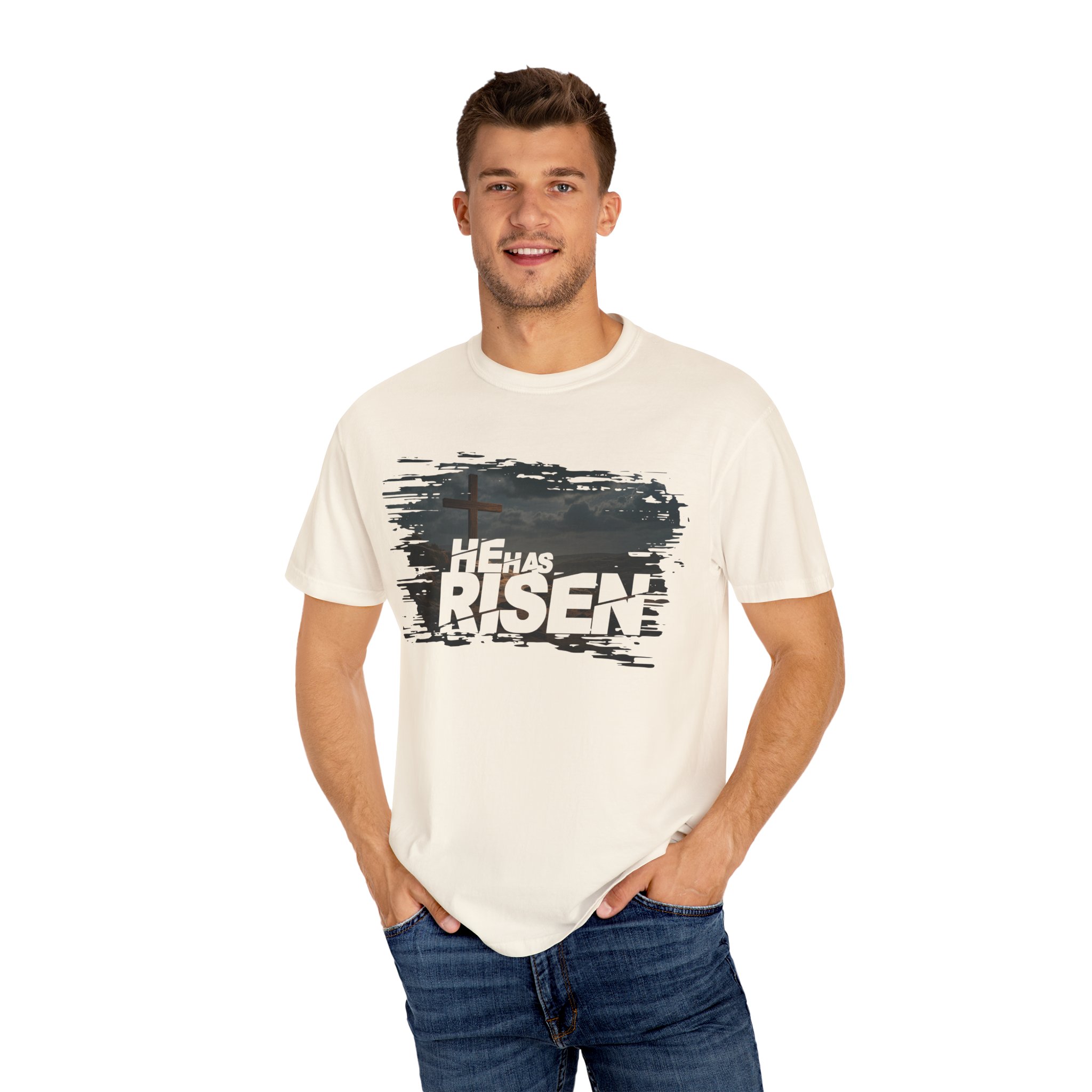 He Has Risen Matthew 28:6 v2 - Inspirational Unisex Christian T-Shirt by Love316 - Image 12