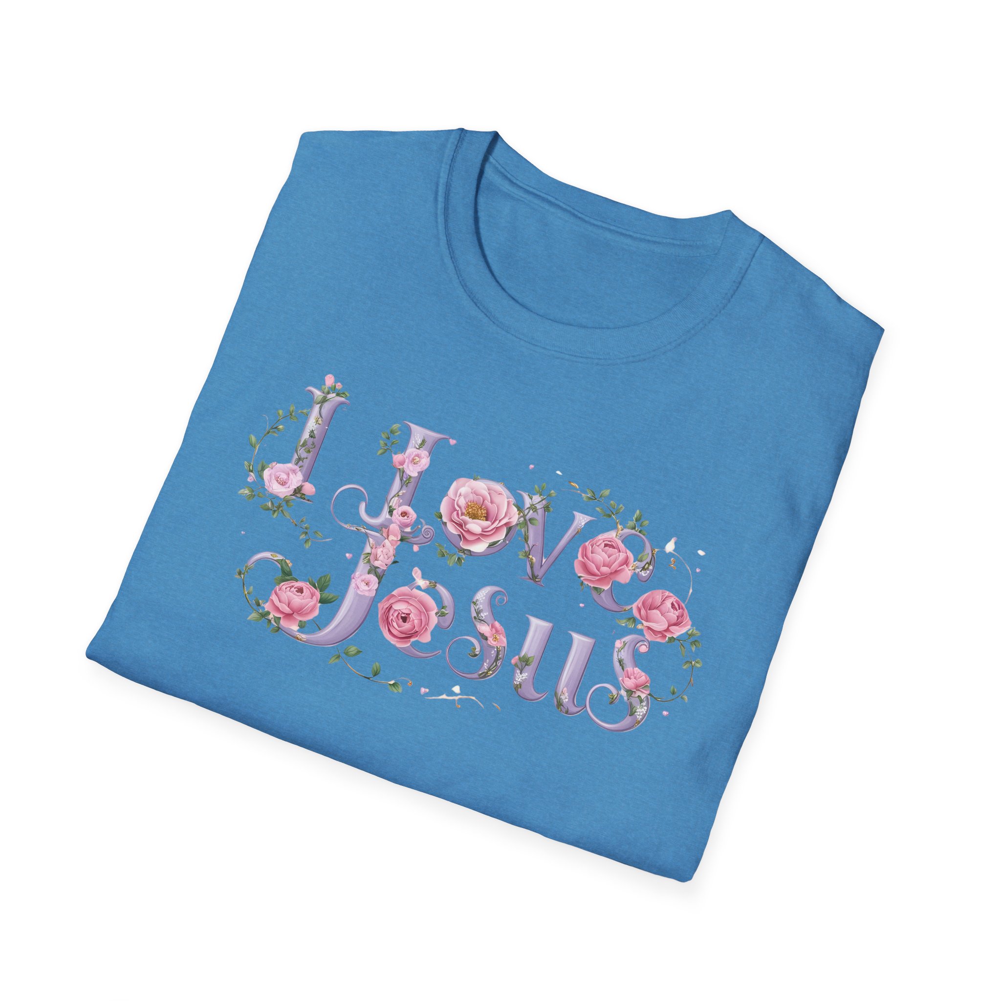 Floral 'I Love Jesus' T-Shirt - Feminine Christian Top - Soft Cotton Tee - Image 53