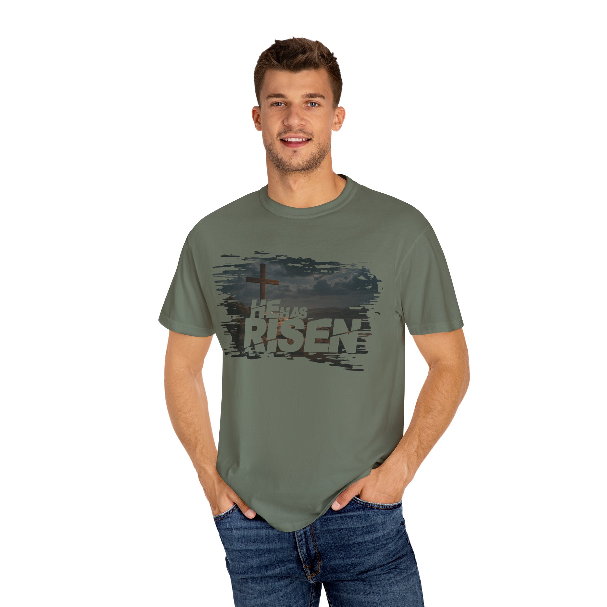 He Has Risen Matthew 28:6 v2 - Inspirational Unisex Christian T-Shirt by Love316 - Image 36