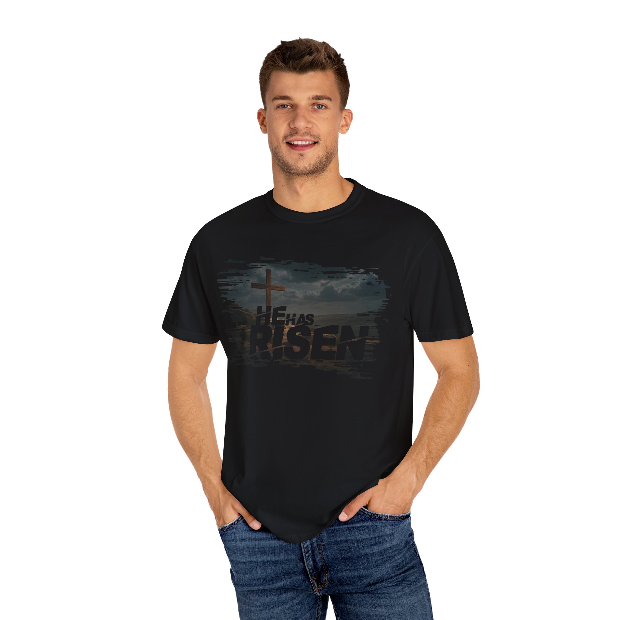 He Has Risen Matthew 28:6 v2 - Inspirational Unisex Christian T-Shirt by Love316 - Image 48
