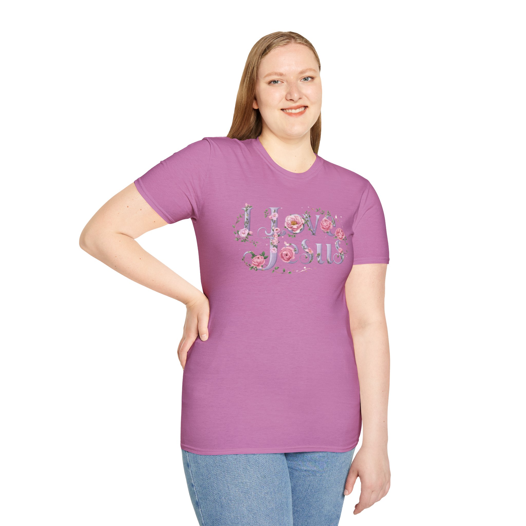 Floral 'I Love Jesus' T-Shirt - Feminine Christian Top - Soft Cotton Tee - Image 6