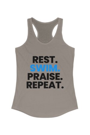 Rest. Swim. Praise. Repeat. Racerback Tank - Summer Christian Apparel