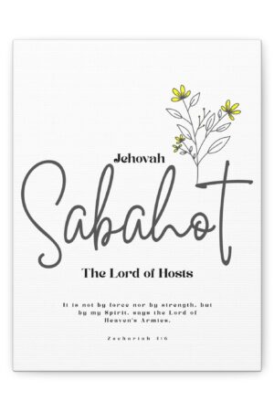 Jehovah Sabaoth Canvas - 'The Lord of Hosts' Minimalist Christian Wall Art with Verse