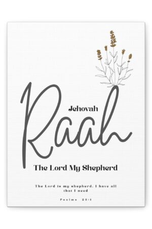 Jehovah Raah Canvas - 'The Lord My Shepherd' Minimalist Christian Wall Art with Psalm 23
