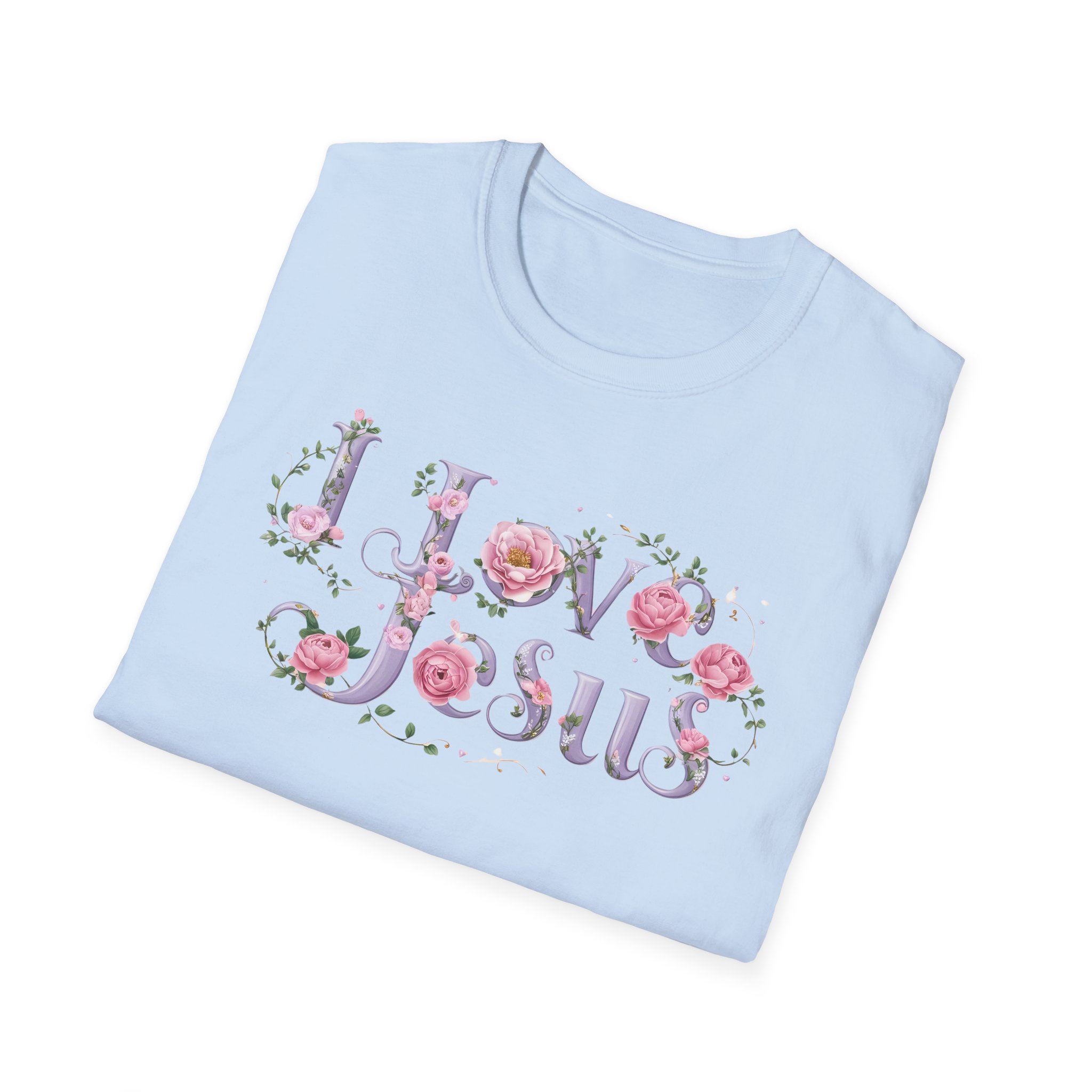 Floral 'I Love Jesus' T-Shirt - Feminine Christian Top - Soft Cotton Tee - Image 71
