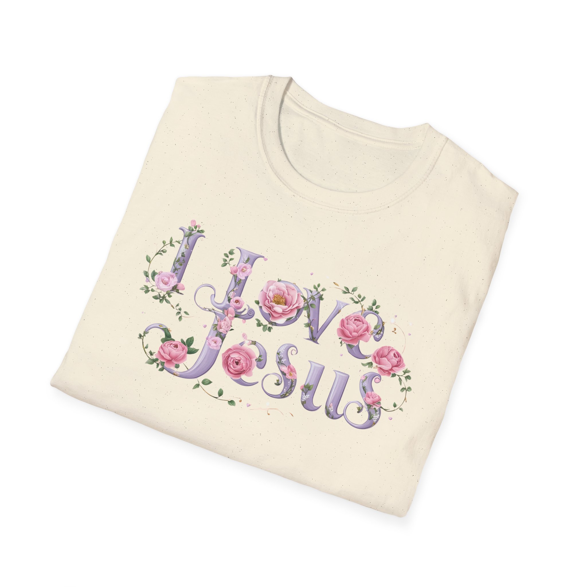 Floral 'I Love Jesus' T-Shirt - Feminine Christian Top - Soft Cotton Tee - Image 32