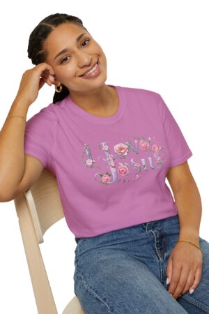 Floral 'I Love Jesus' T-Shirt - Feminine Christian Top - Soft Cotton Tee