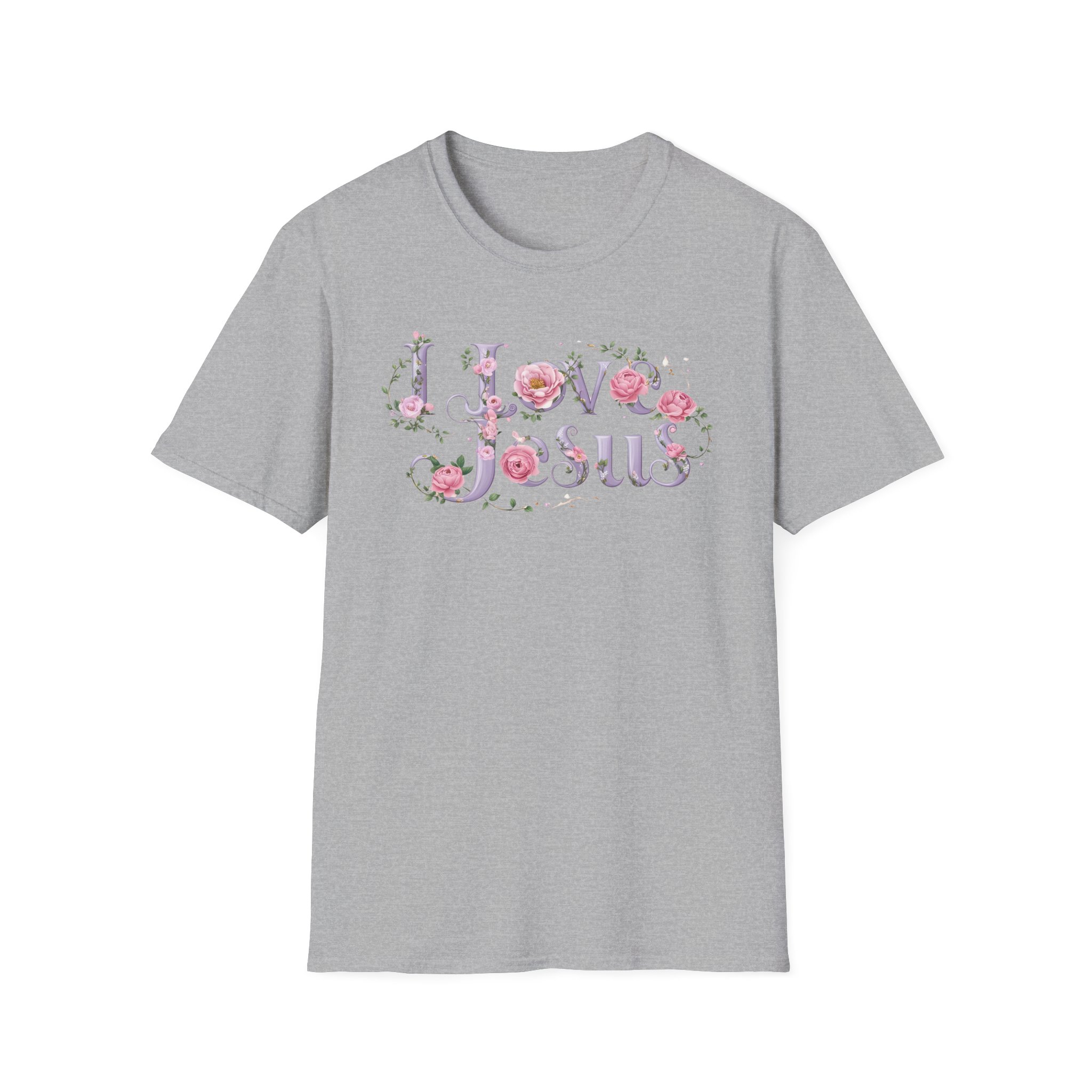 Floral 'I Love Jesus' T-Shirt - Feminine Christian Top - Soft Cotton Tee - Image 25