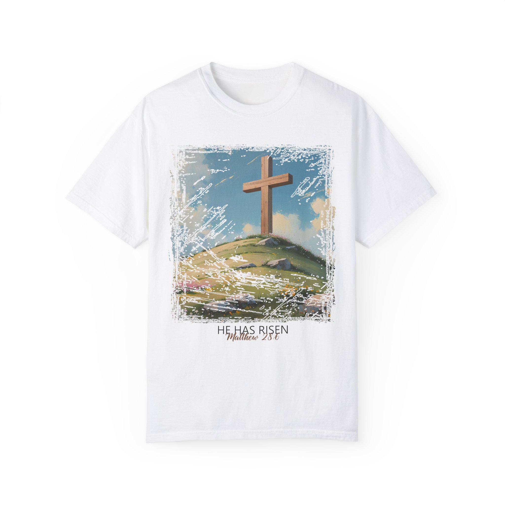 He Has Risen Matthew 28:6 - Inspirational Christian T-Shirt by Love316 - Image 2