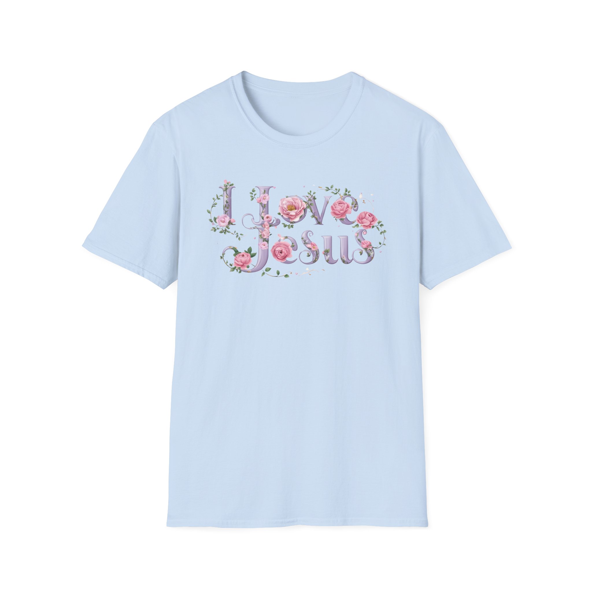 Floral 'I Love Jesus' T-Shirt - Feminine Christian Top - Soft Cotton Tee - Image 68