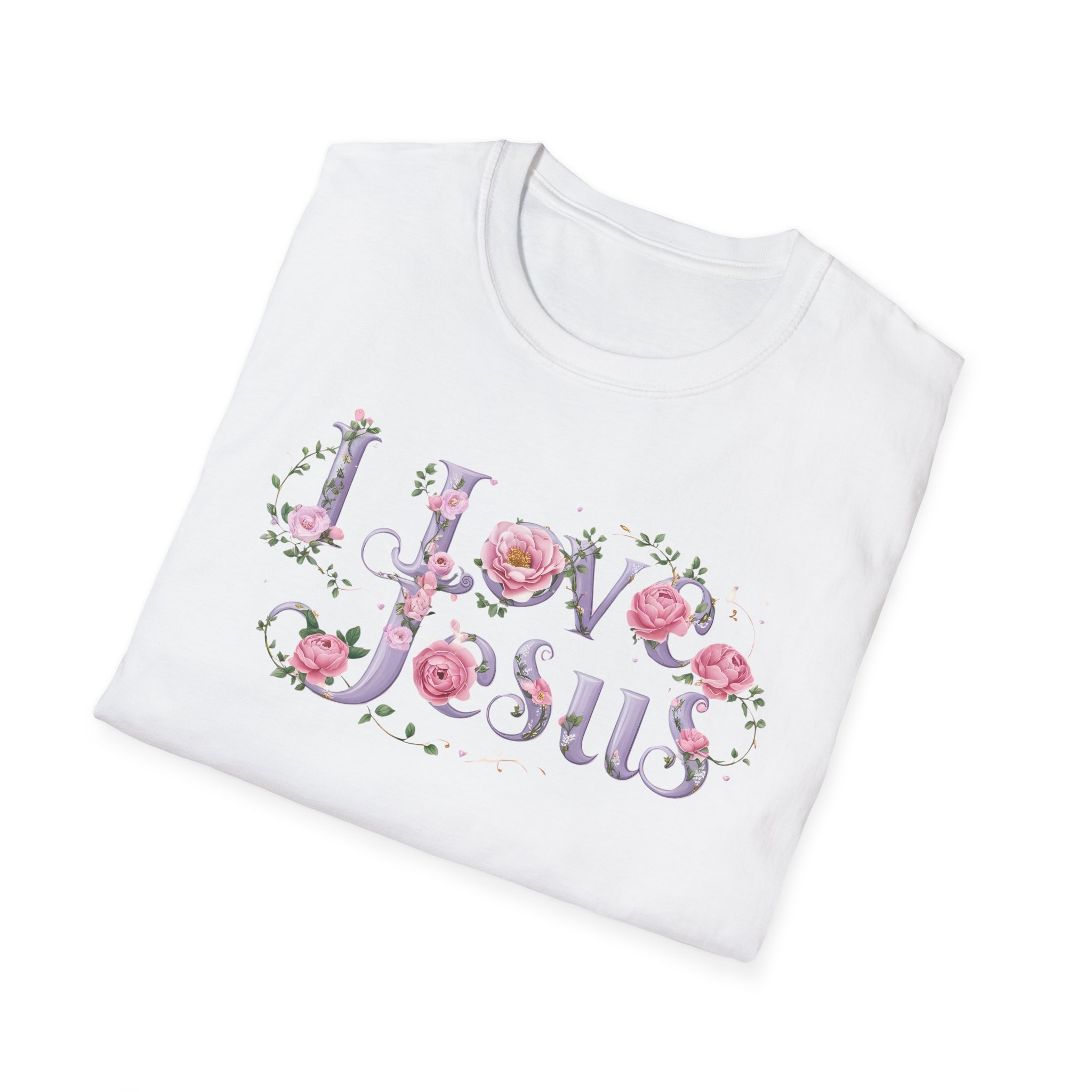 Floral 'I Love Jesus' T-Shirt - Feminine Christian Top - Soft Cotton Tee - Image 7
