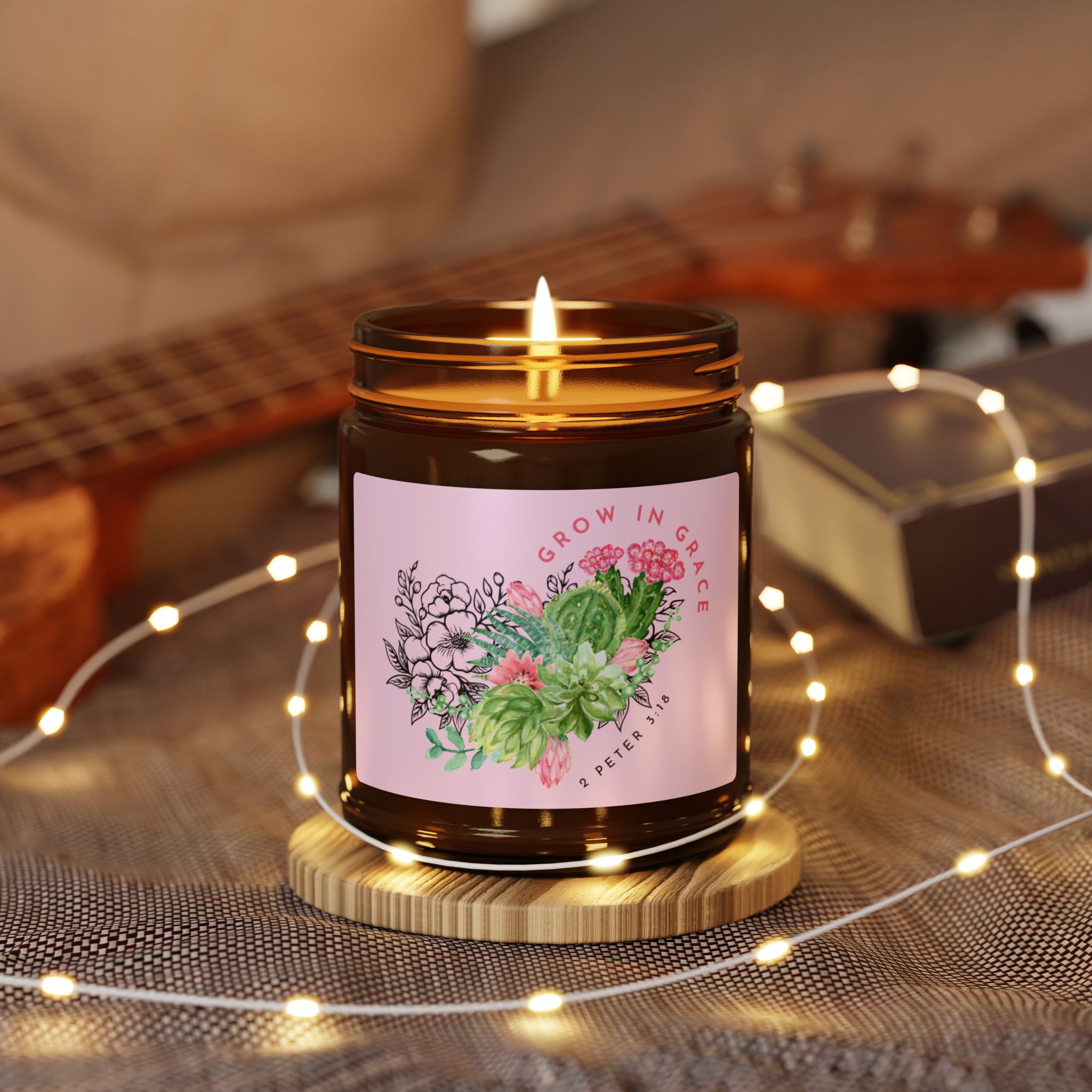 Grow in Grace, Scented Candle - 2 Peter 3:18, Christian Home Decor - Image 4