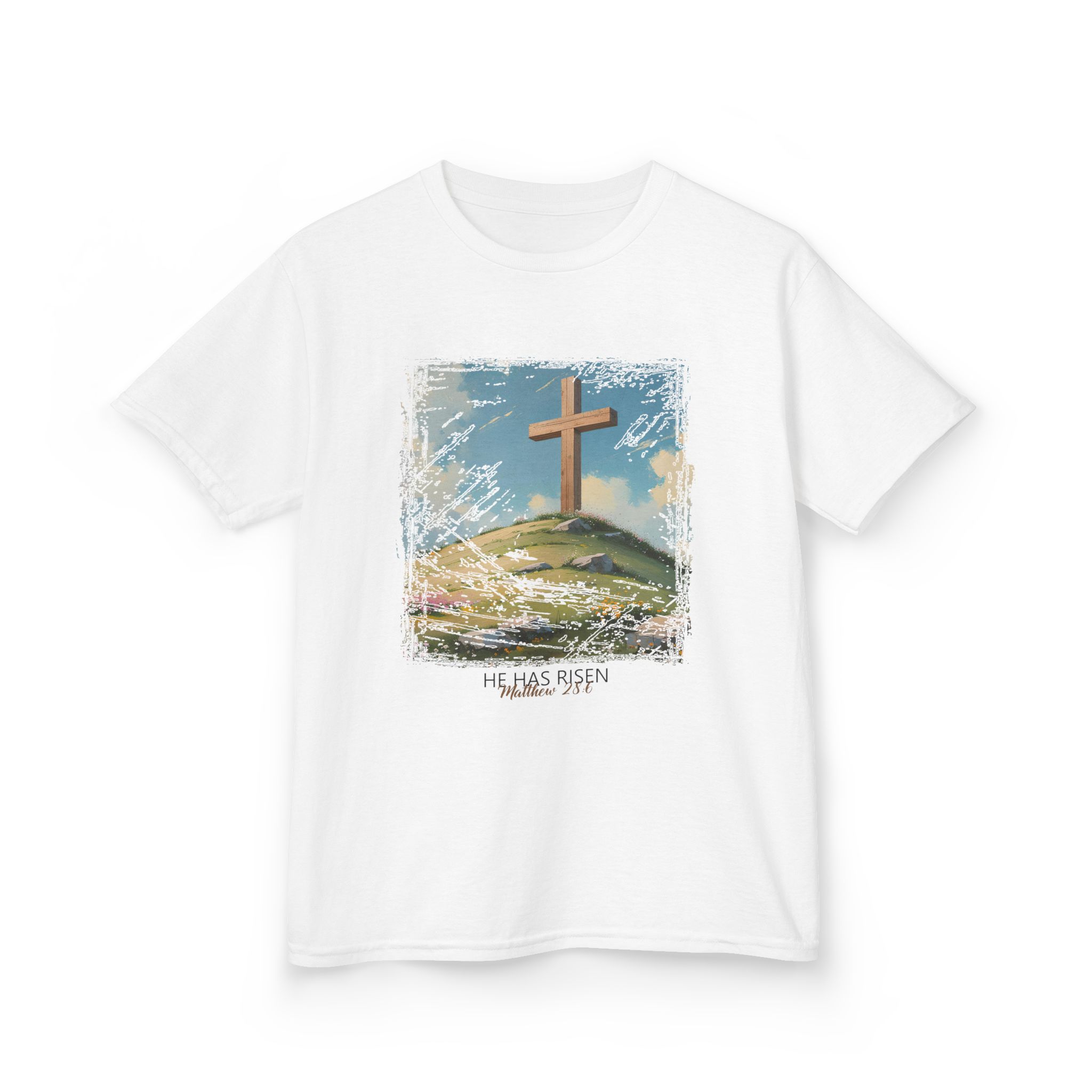 He Has Risen Matthew 28:6 - Inspirational Kids Christian T-Shirt by Love316 - Image 4