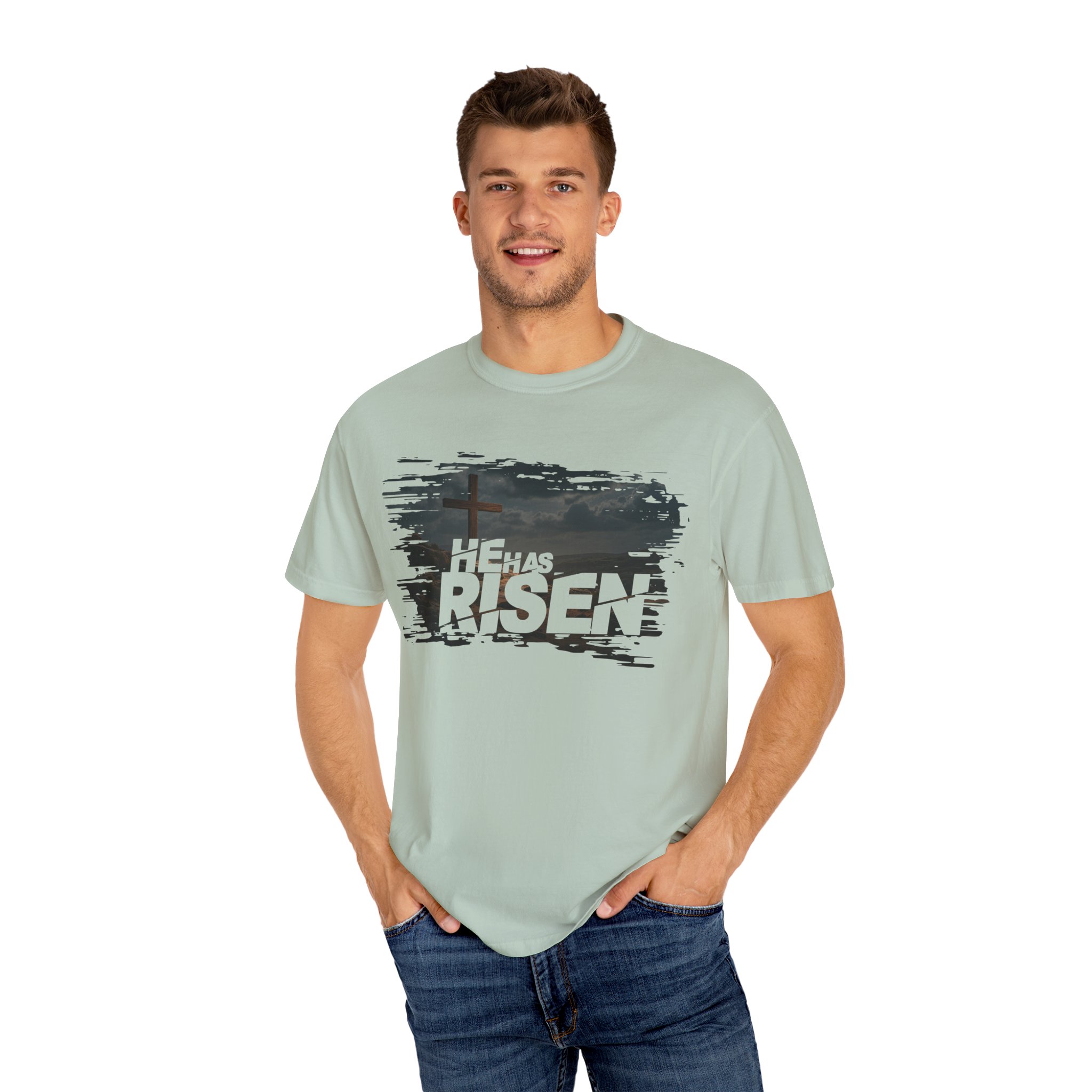 He Has Risen Matthew 28:6 v2 - Inspirational Unisex Christian T-Shirt by Love316 - Image 32