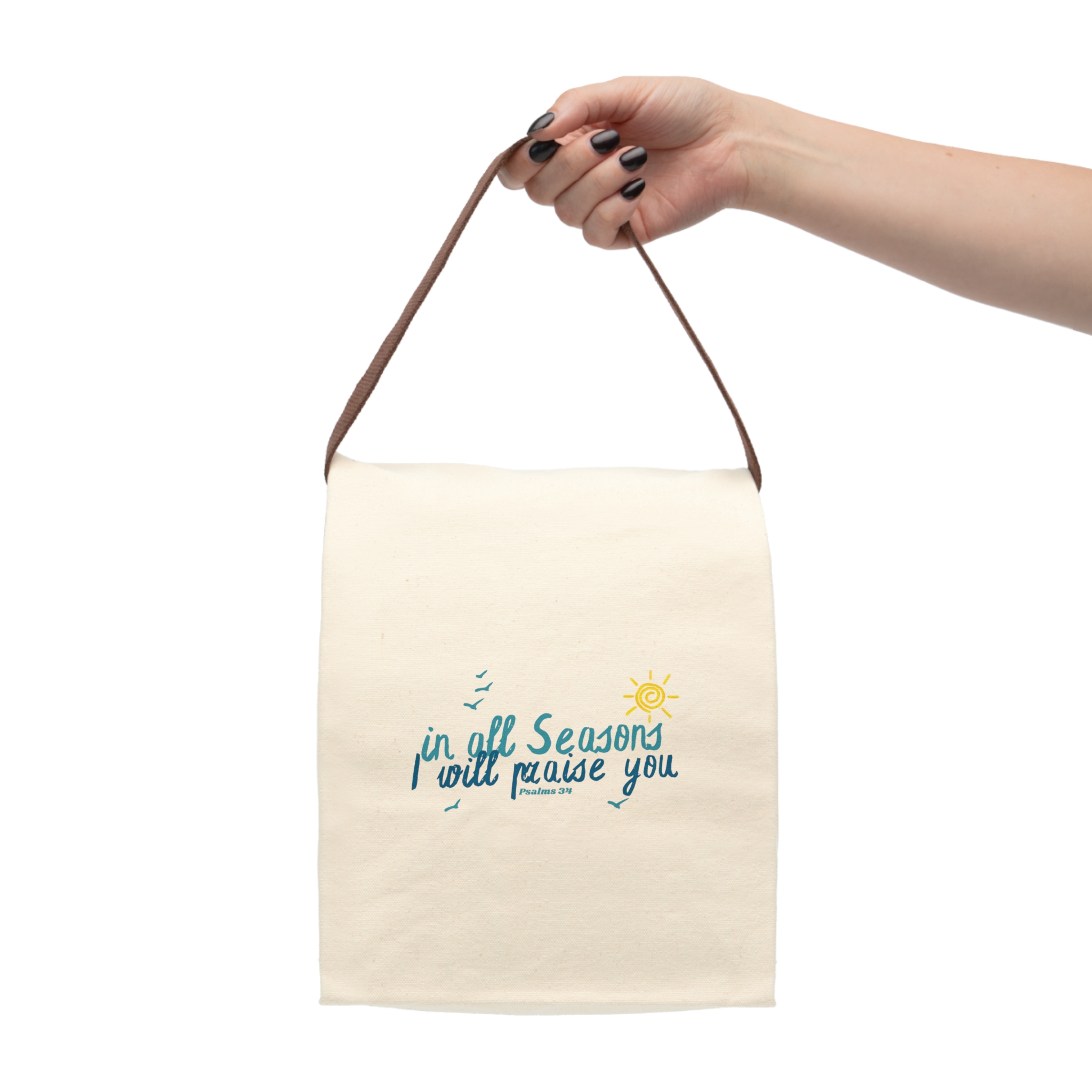 In All Seasons I Will Praise You Lunch Bag | Durable & Stylish Cotton Canvas - Image 4