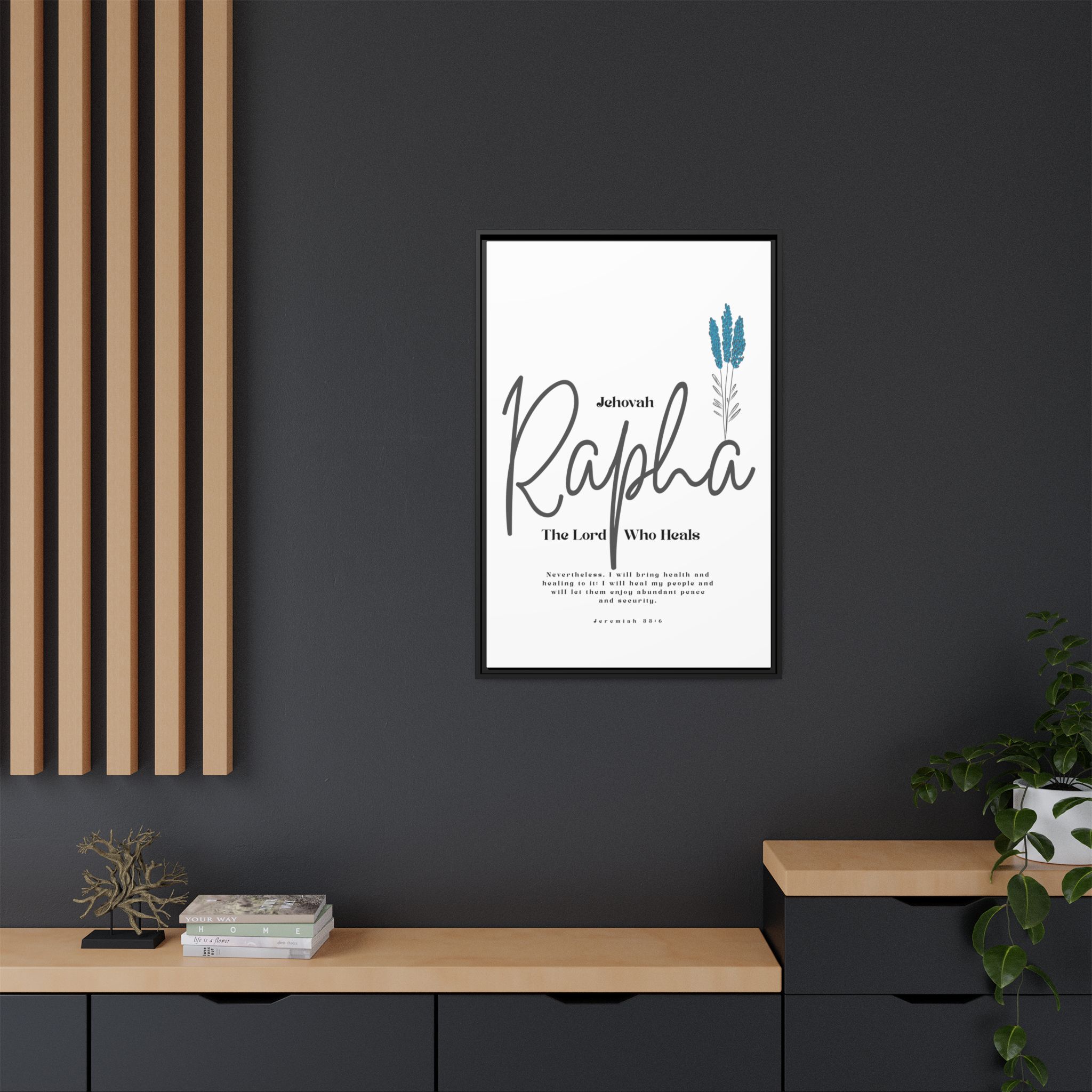 Jehovah Rapha Framed Canvas - The Lord Who Heals- Soothing Multi-Color Scripture Art - Image 4