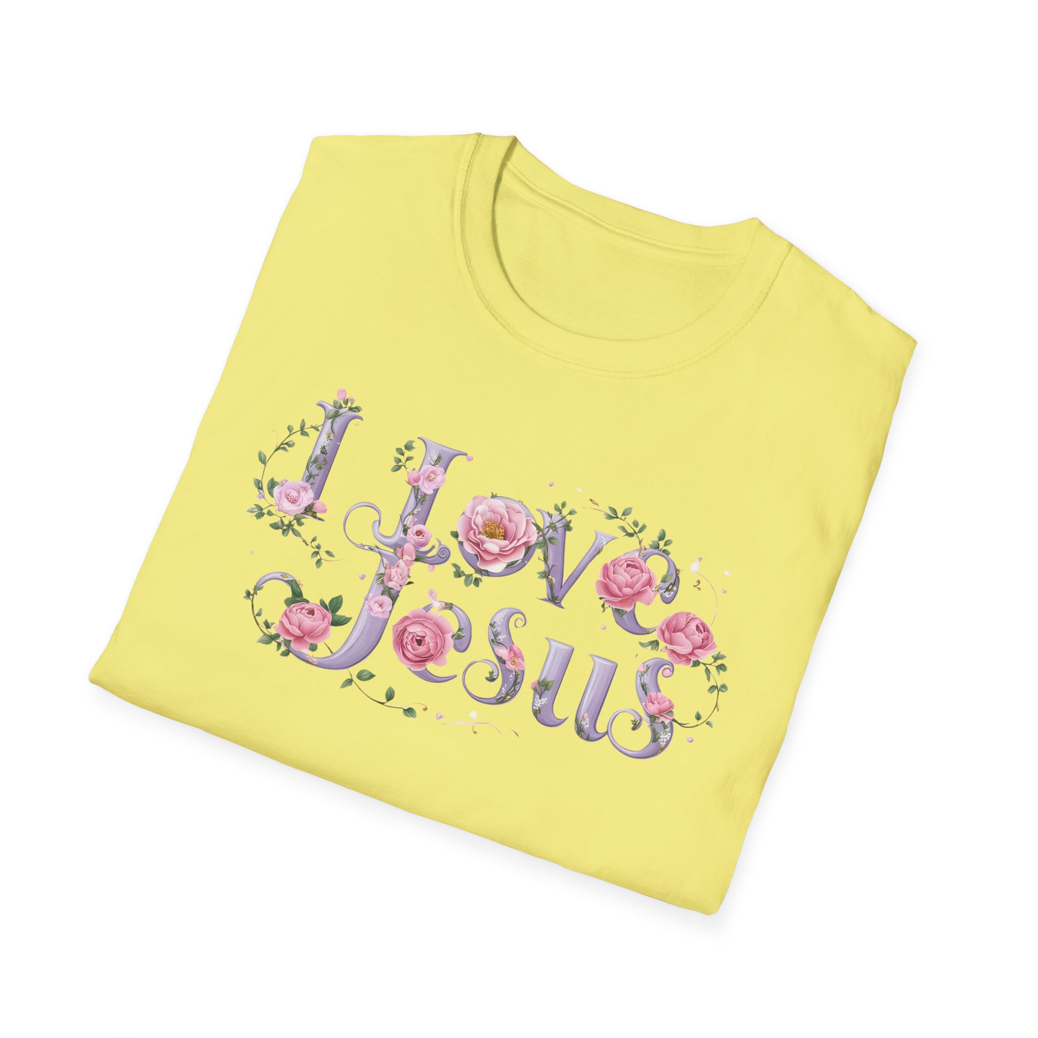 Floral 'I Love Jesus' T-Shirt - Feminine Christian Top - Soft Cotton Tee - Image 37