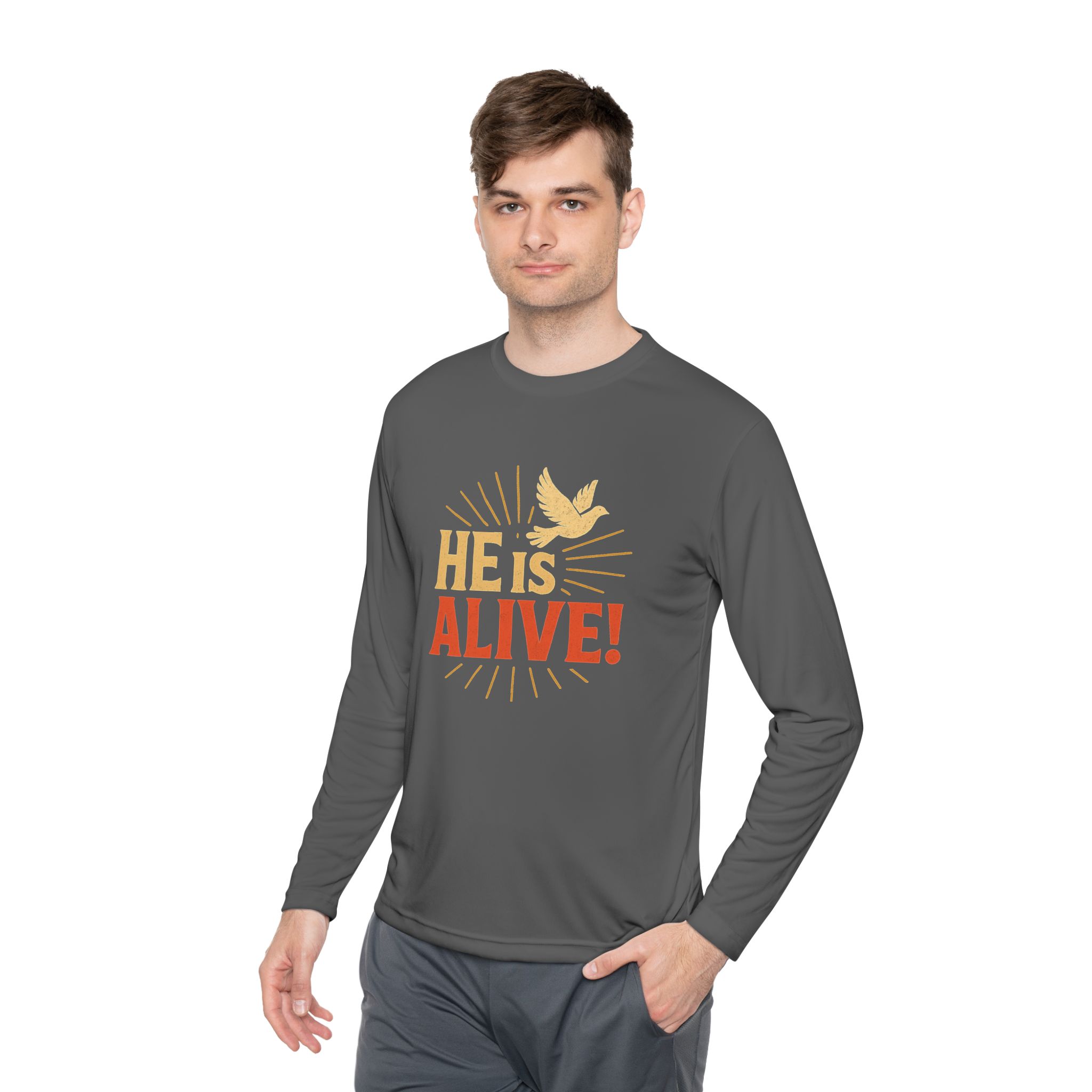 He is Alive – Unisex Lightweight Long Sleeve Tee (with Dove Design) - Image 19