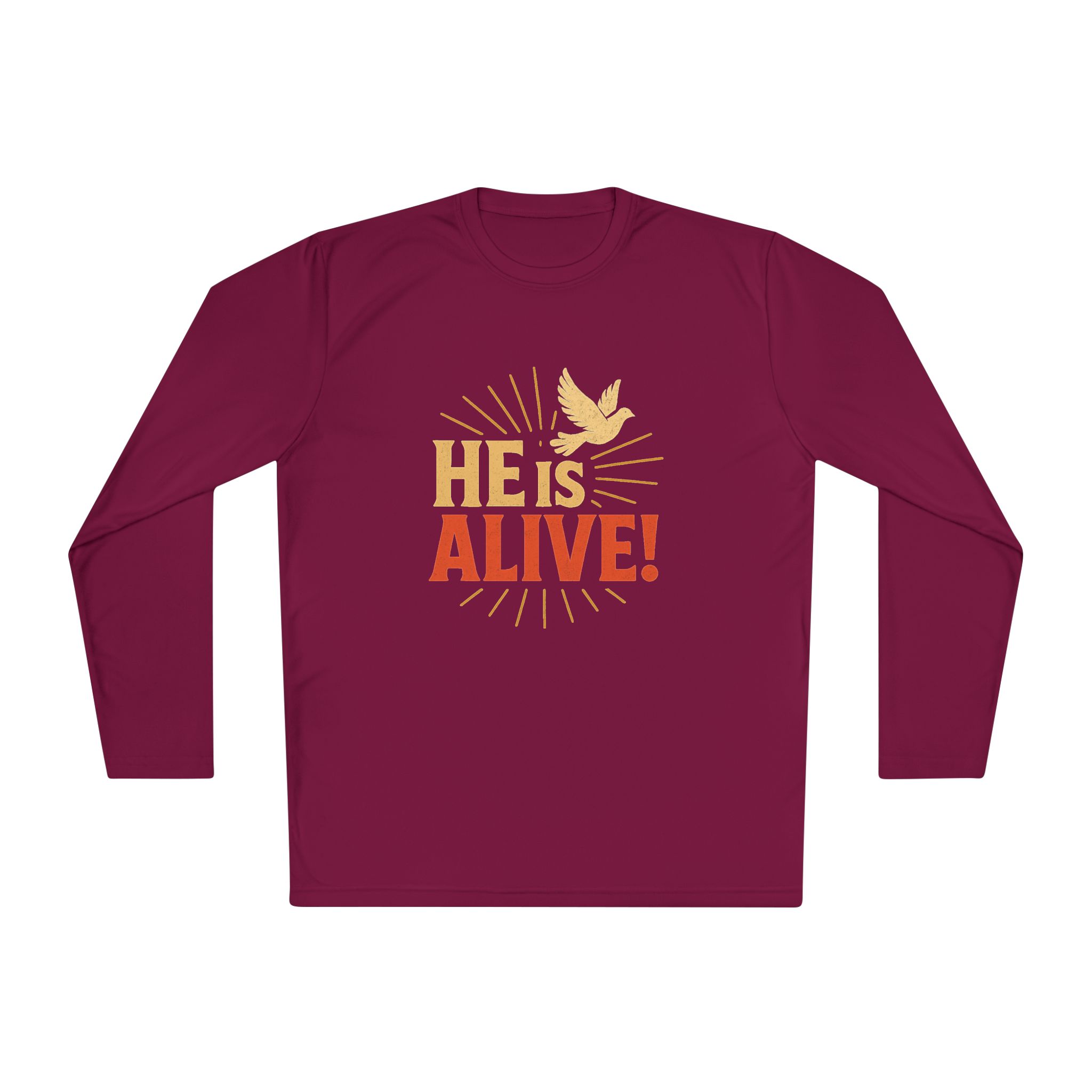 He is Alive – Unisex Lightweight Long Sleeve Tee (with Dove Design)