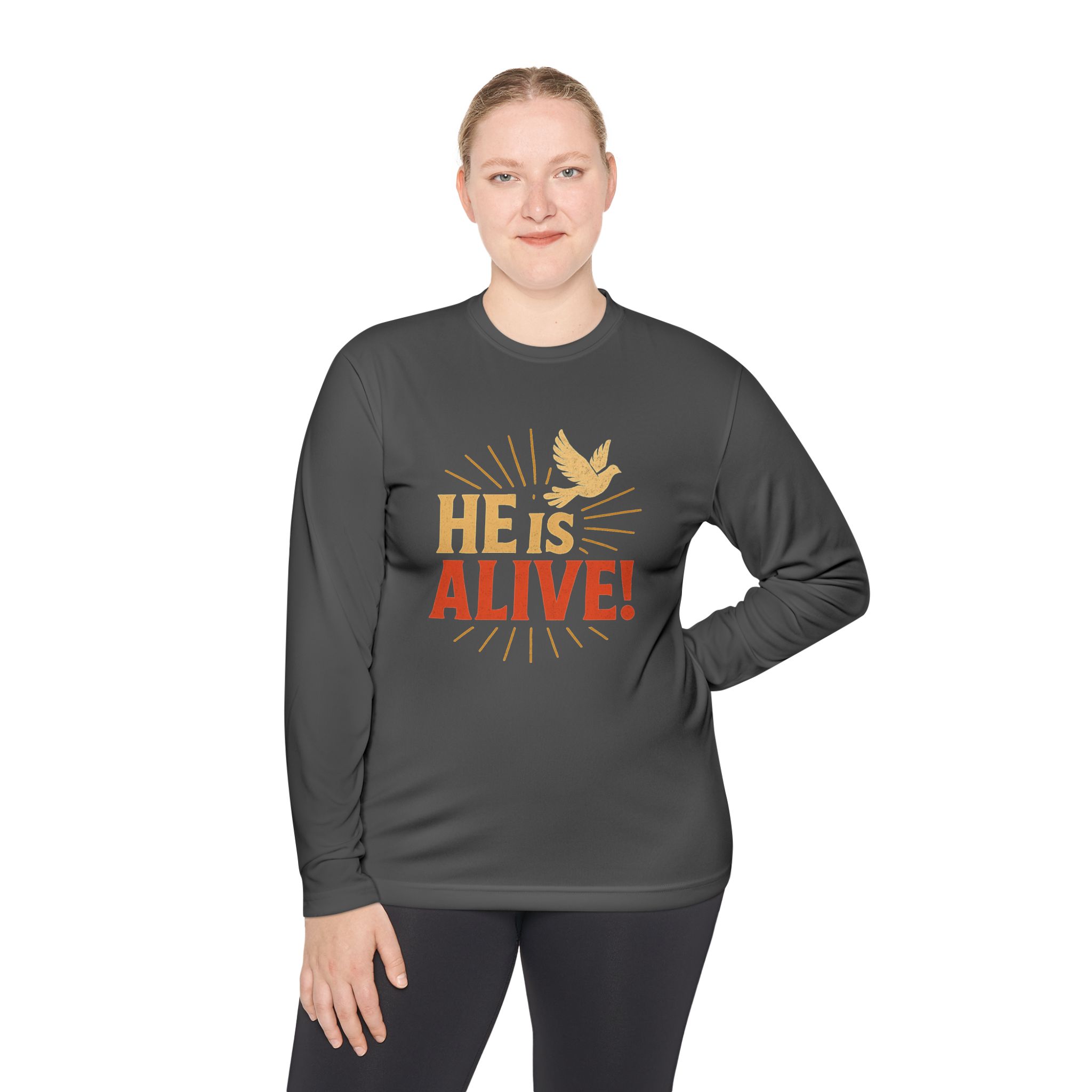 He is Alive – Unisex Lightweight Long Sleeve Tee (with Dove Design) - Image 20
