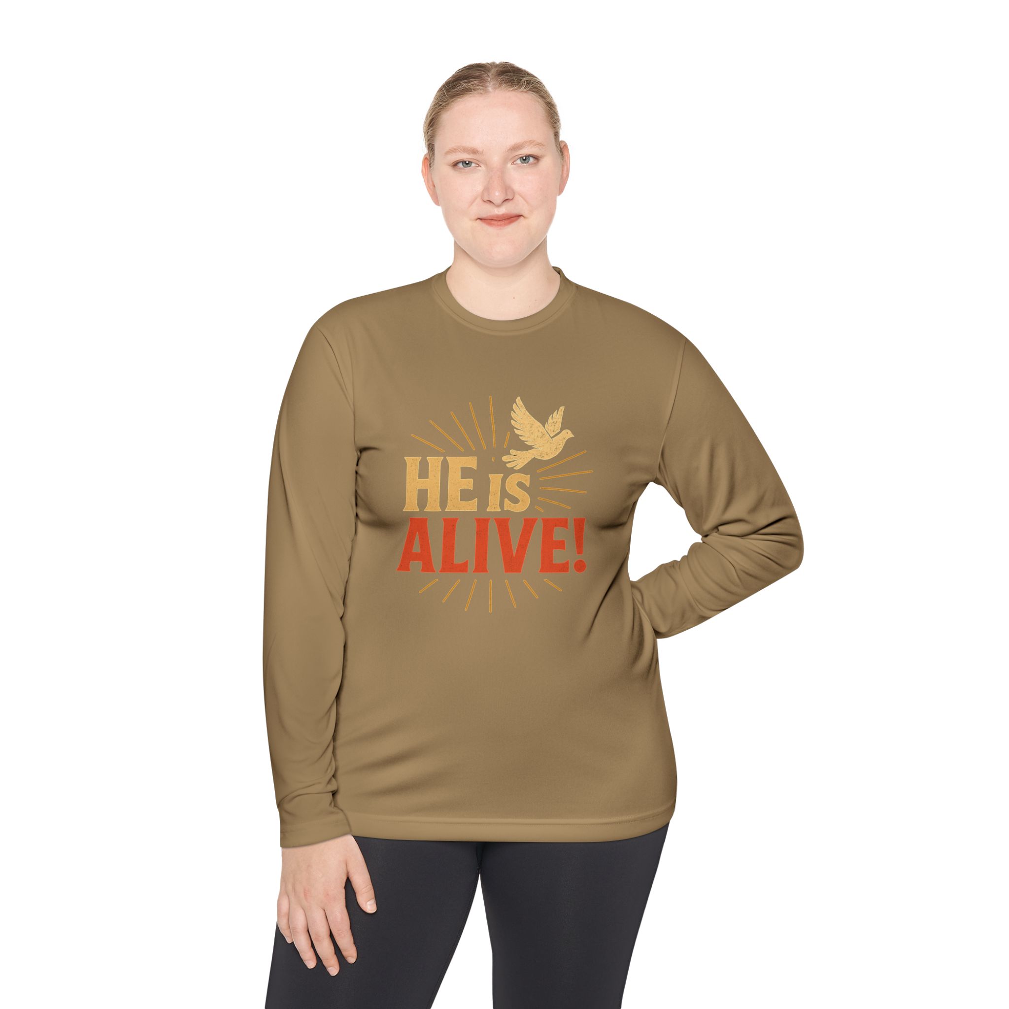 He is Alive – Unisex Lightweight Long Sleeve Tee (with Dove Design) - Image 24