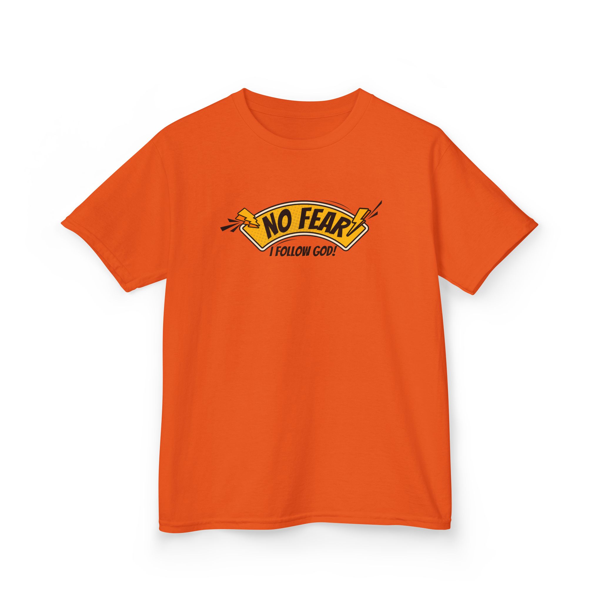 No Fear, I Follow God – Kids Bold Faith Tee | Living Like Heroes