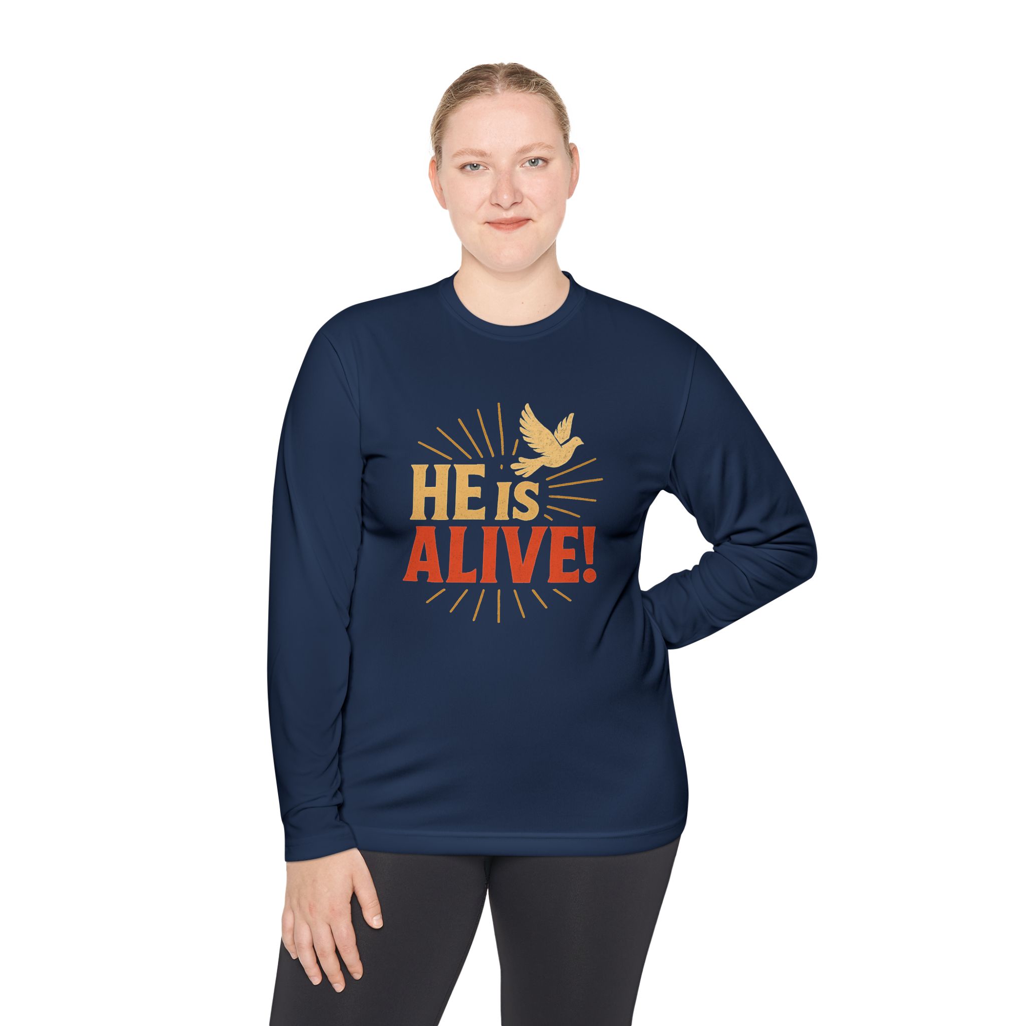 He is Alive – Unisex Lightweight Long Sleeve Tee (with Dove Design) - Image 48