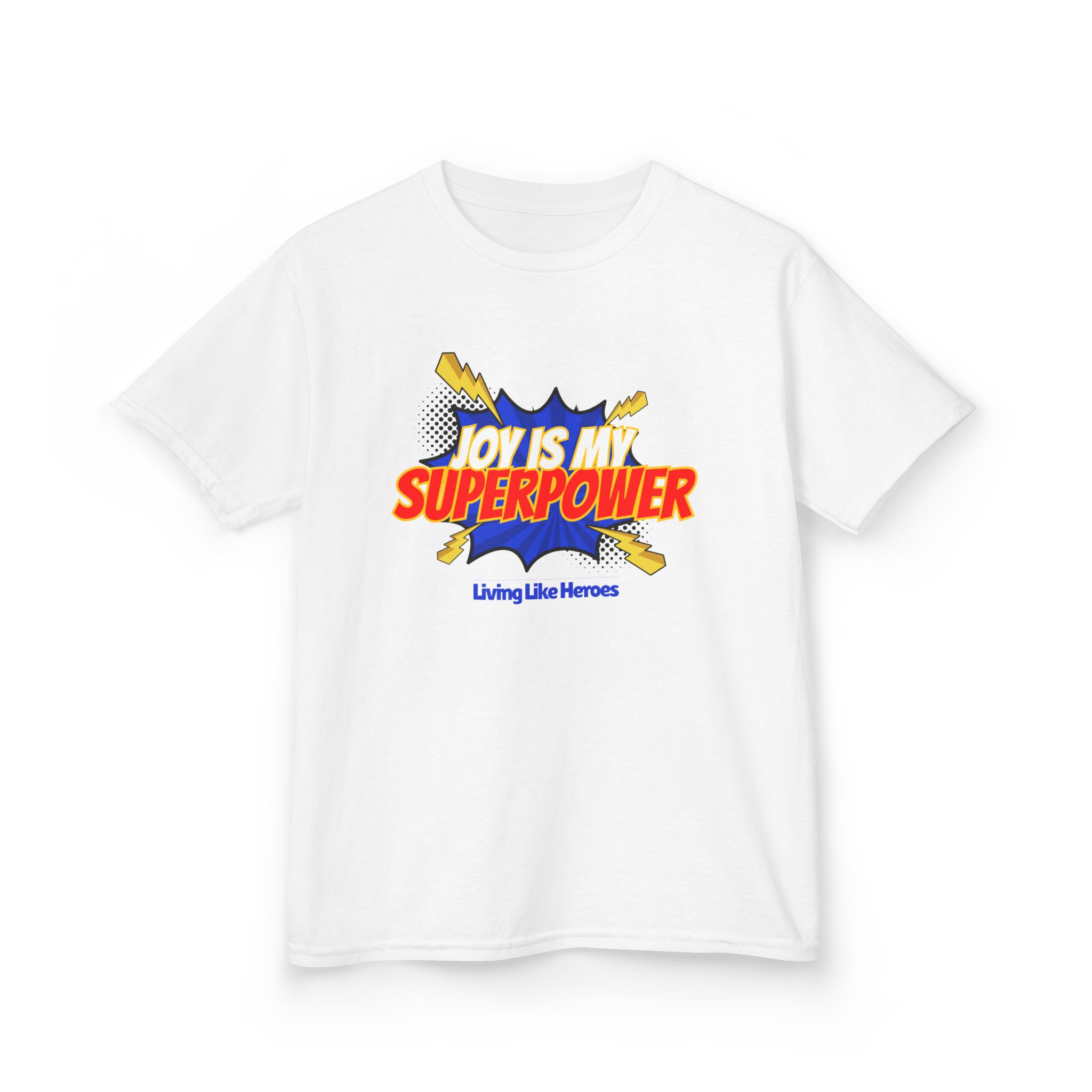 Joy Is My Superpower – Kids Christian Comic Tee | Living Like Heroes - Image 7