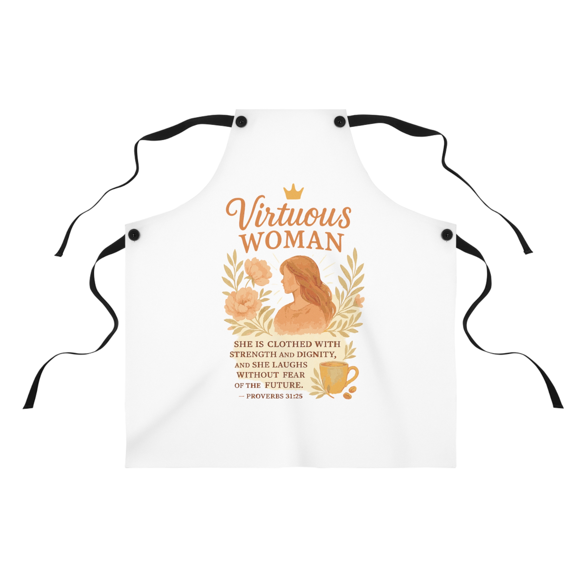 Virtuous Woman Apron - Proverbs 31:25 Inspirational Kitchen Gift - Durable & Stylish - Image 2