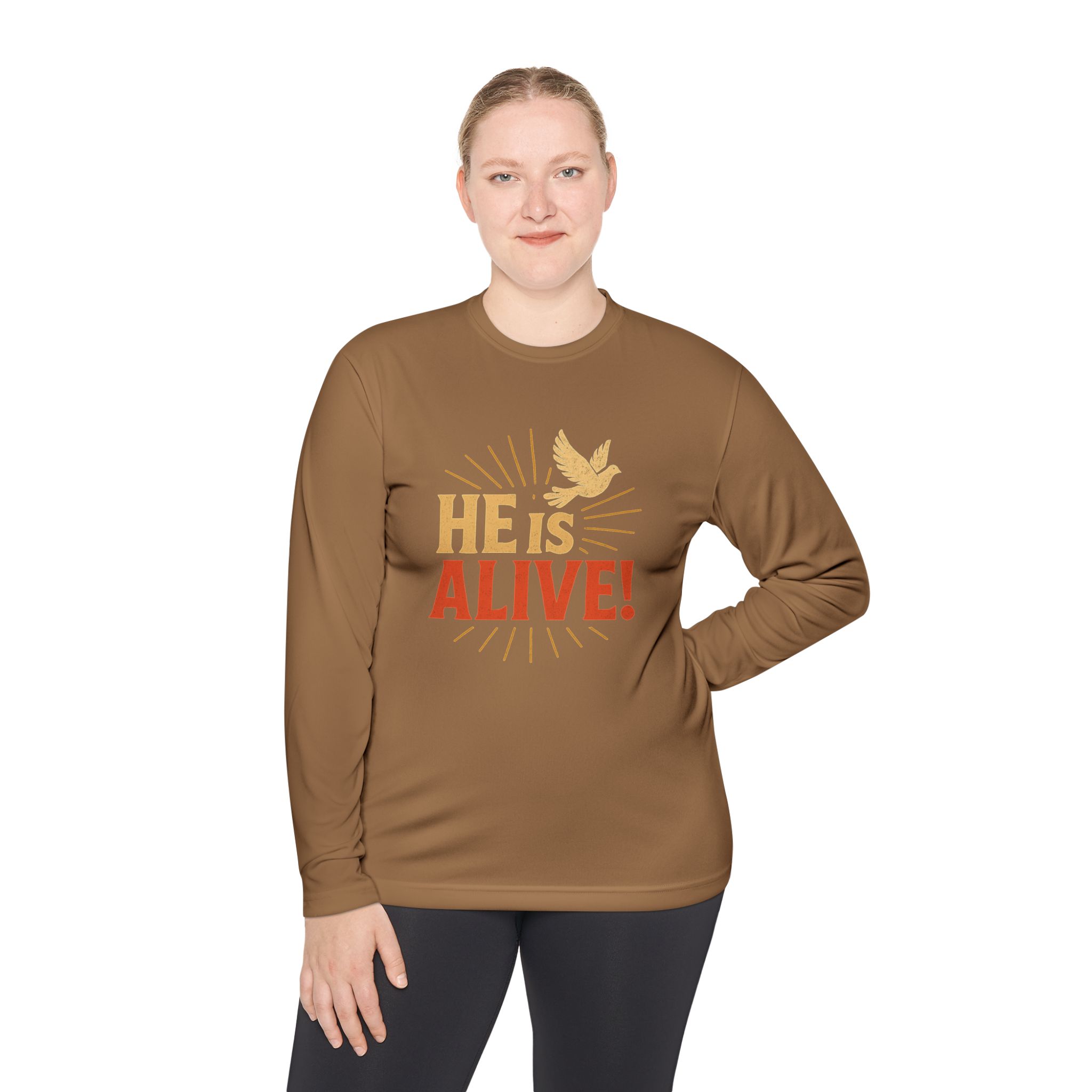 He is Alive – Unisex Lightweight Long Sleeve Tee (with Dove Design) - Image 32