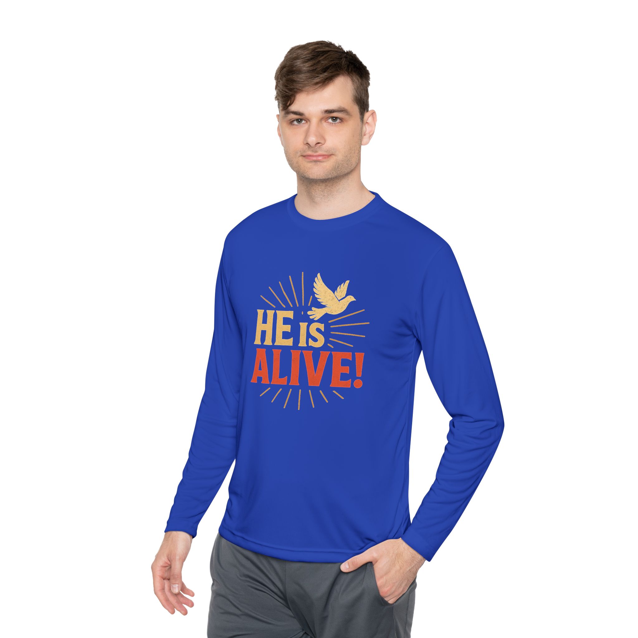 He is Alive – Unisex Lightweight Long Sleeve Tee (with Dove Design) - Image 43