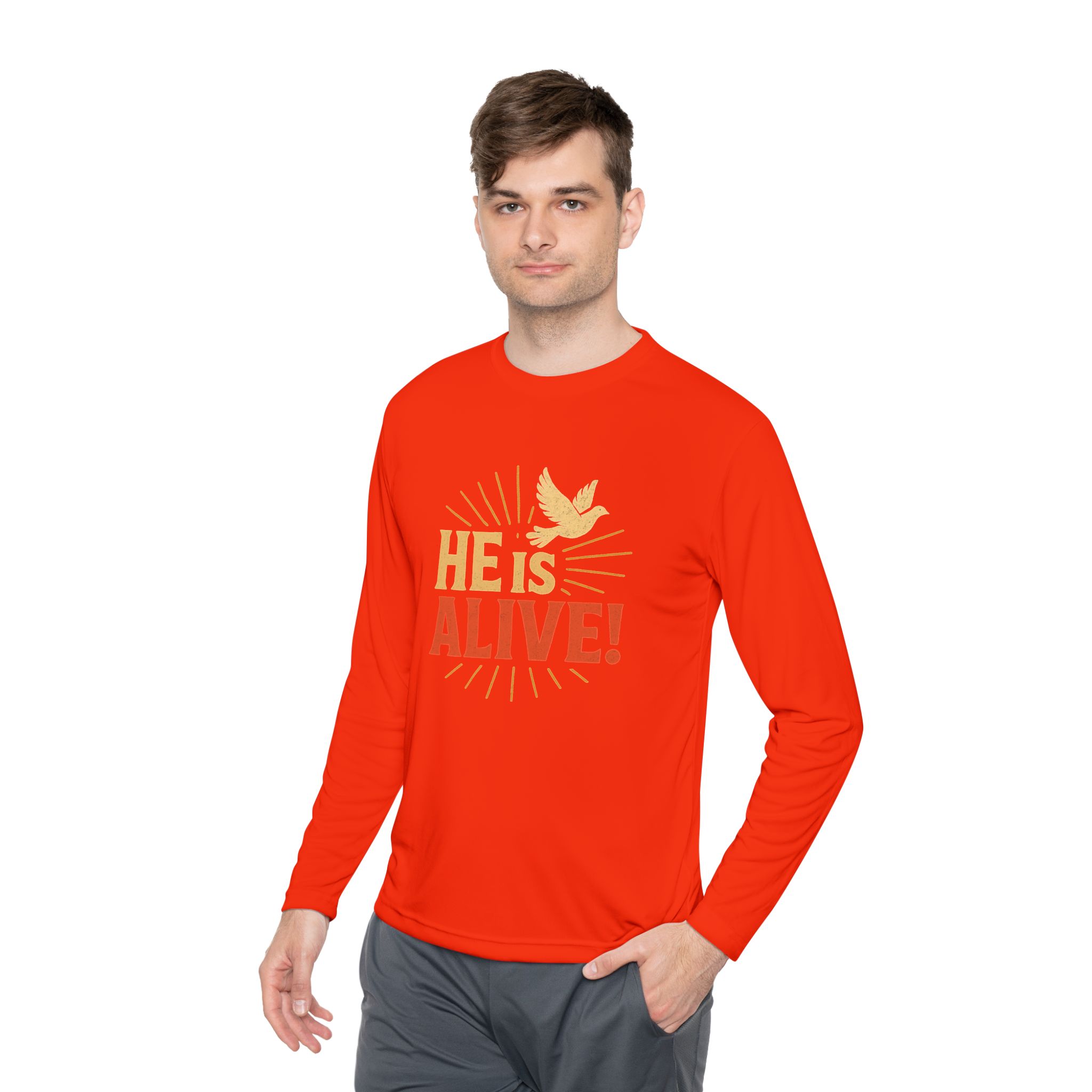 He is Alive – Unisex Lightweight Long Sleeve Tee (with Dove Design) - Image 27