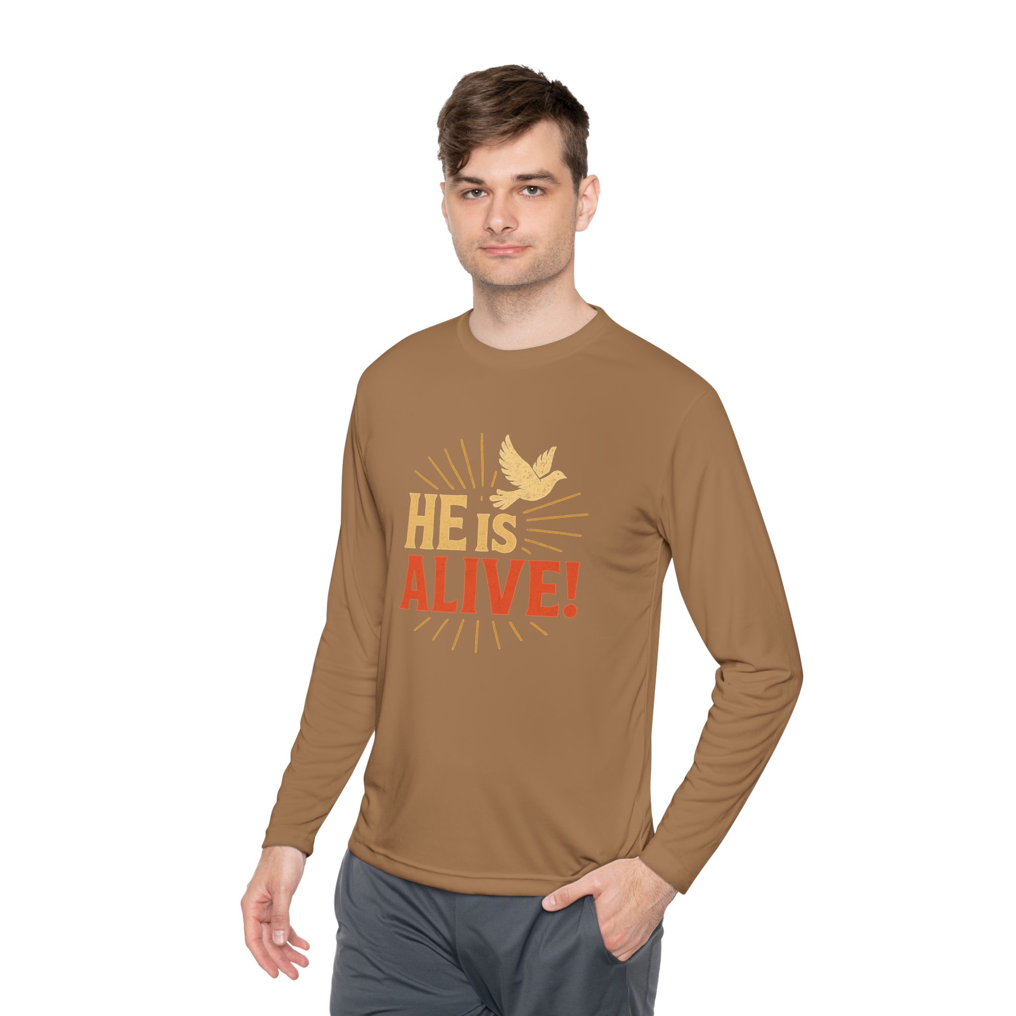 He is Alive – Unisex Lightweight Long Sleeve Tee (with Dove Design) - Image 31
