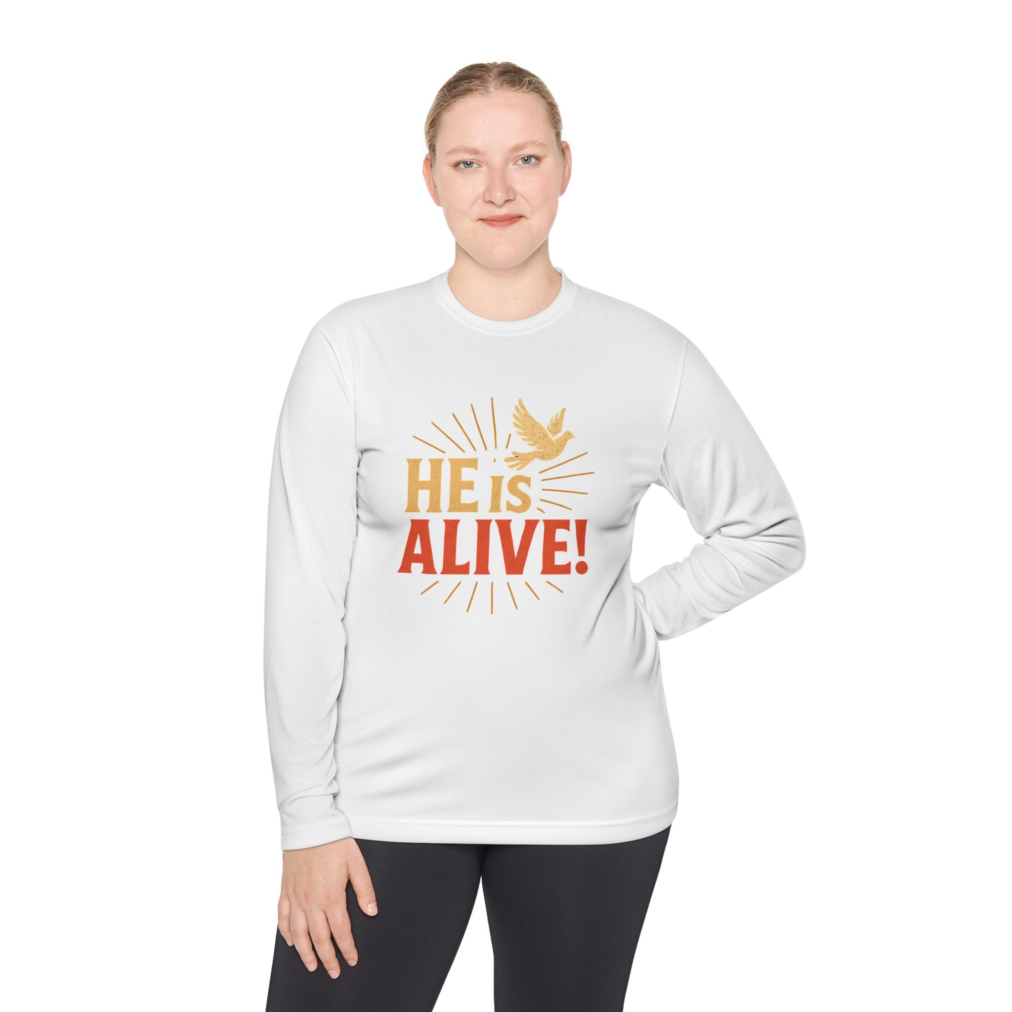 He is Alive – Unisex Lightweight Long Sleeve Tee (with Dove Design) - Image 12