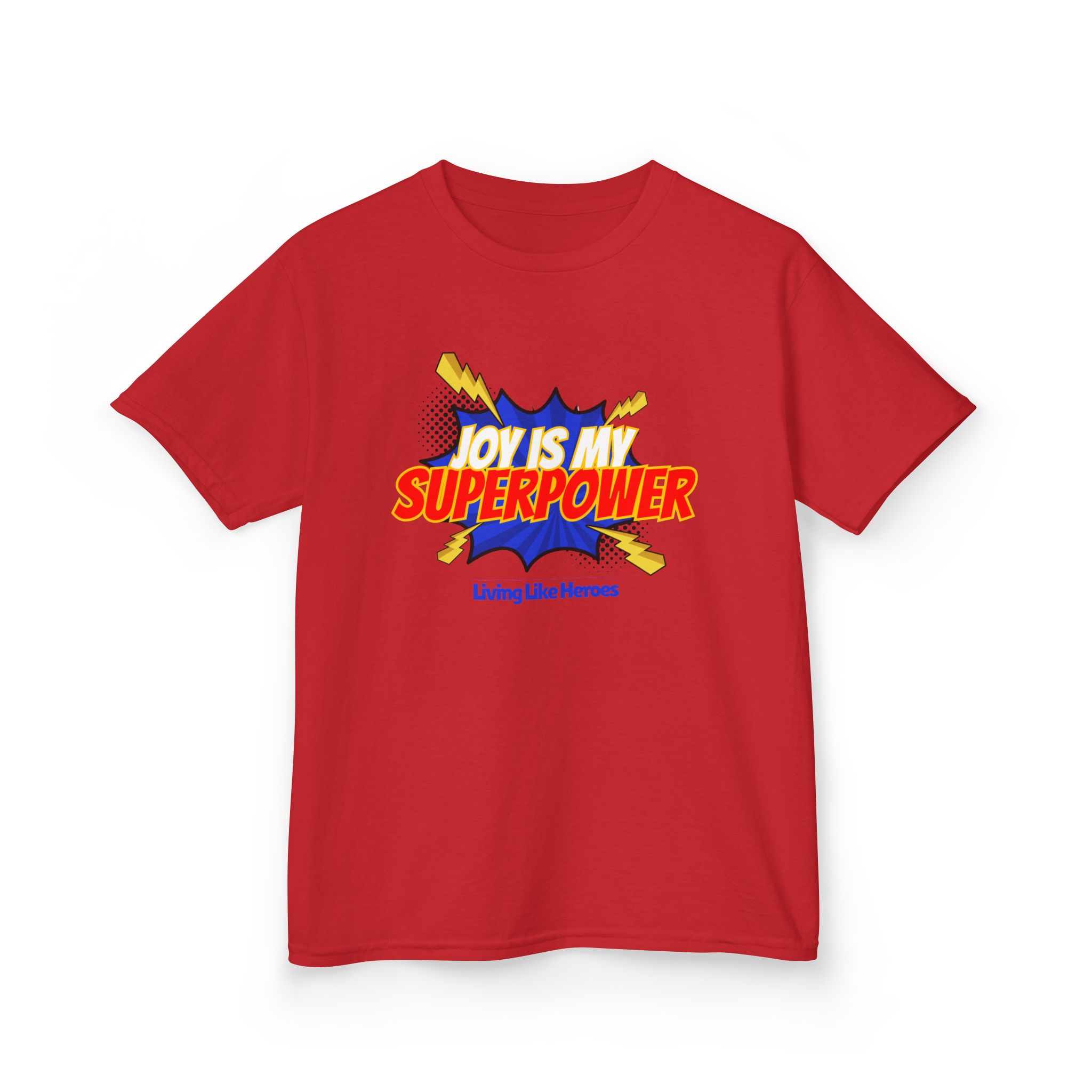 Joy Is My Superpower – Kids Christian Comic Tee | Living Like Heroes - Image 59
