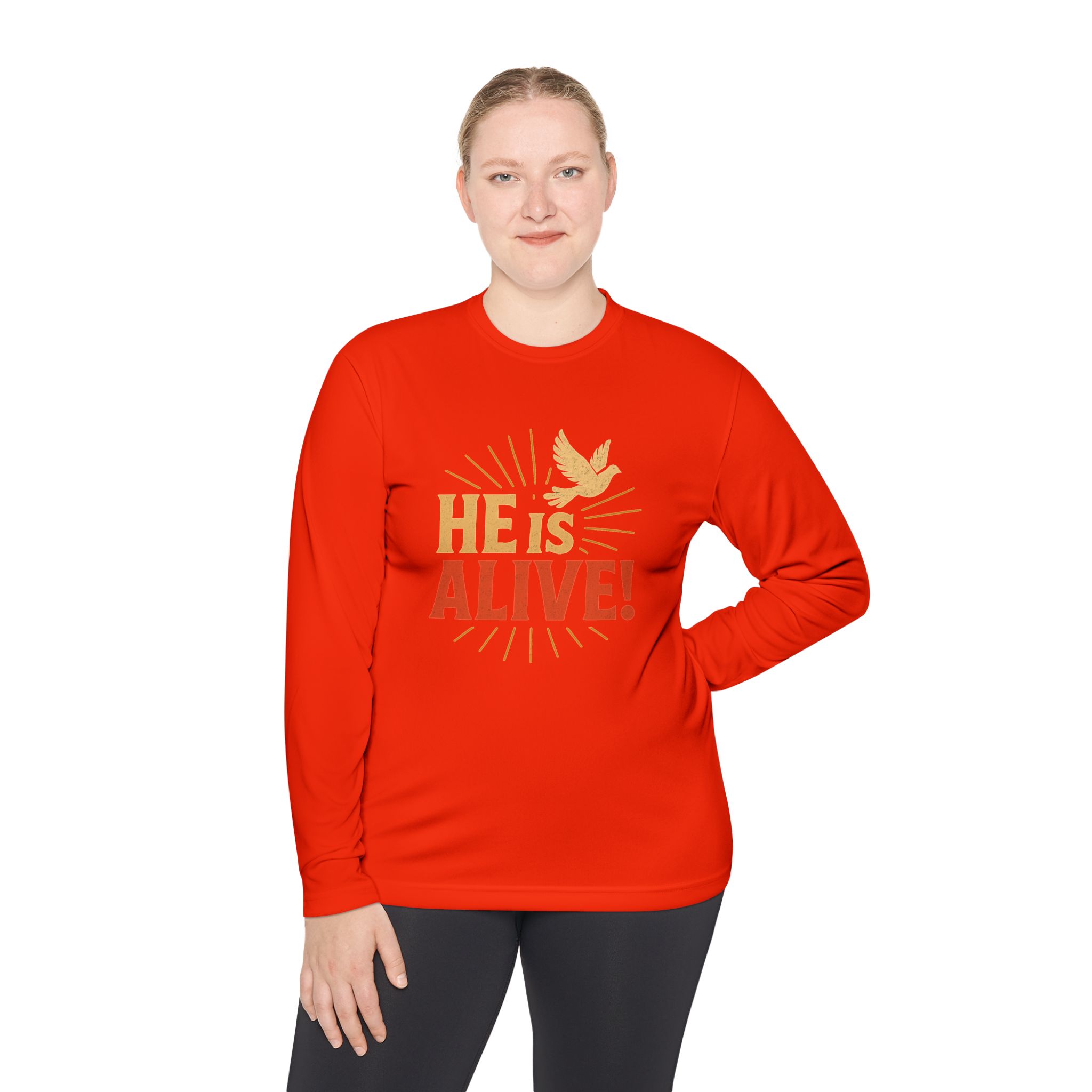He is Alive – Unisex Lightweight Long Sleeve Tee (with Dove Design) - Image 28