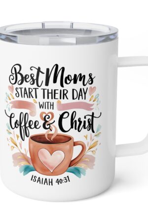 Christian Mom Tumbler – 'Coffee & Christ' Insulated Mug, 10oz (BPA Free)