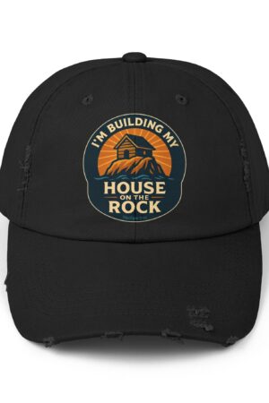 House on the Rock Dad Hat – Distressed Christian Cap, Matthew 7:24 Inspired