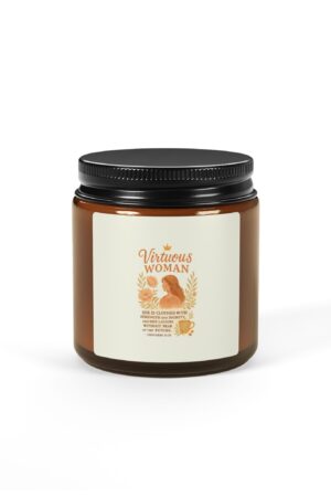 Proverbs 31 Scented Soy Candle – Virtuous Woman Gift, 9oz/4oz Amber Jar