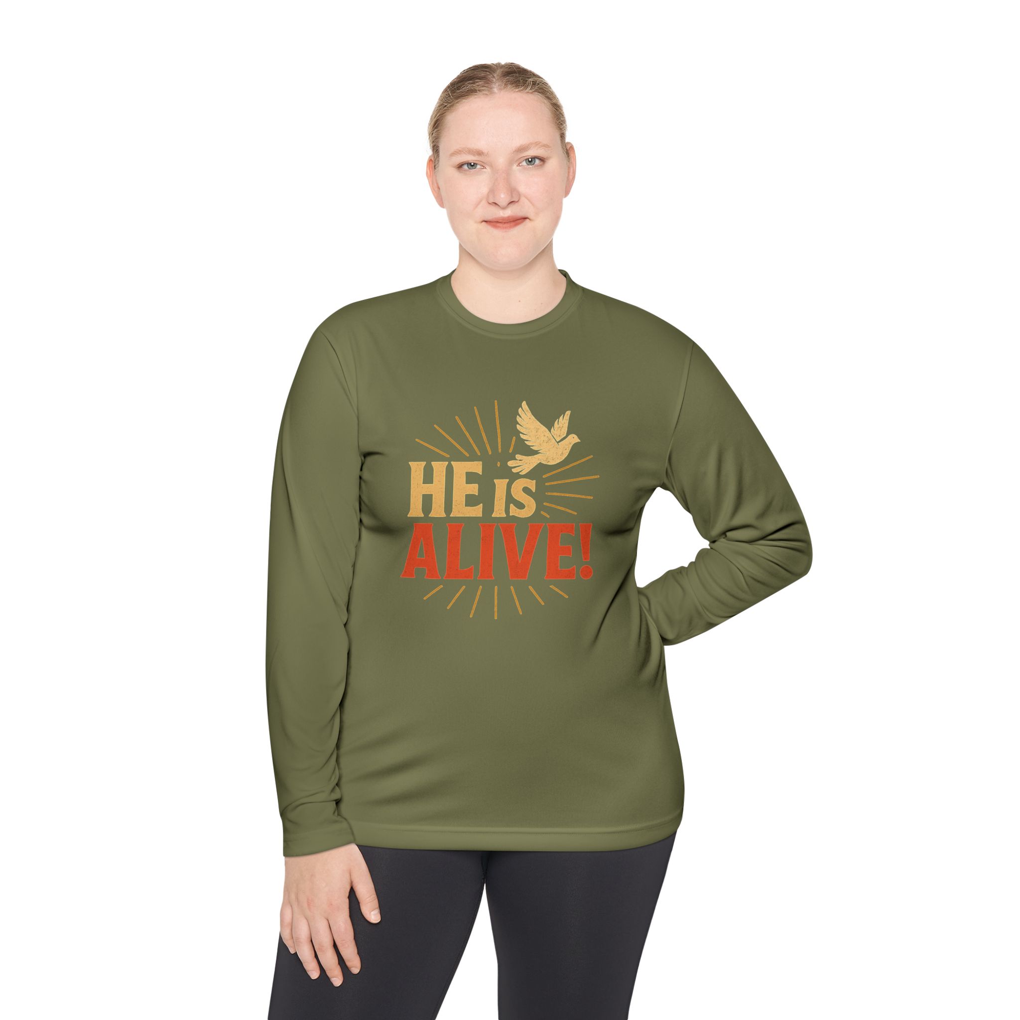 He is Alive – Unisex Lightweight Long Sleeve Tee (with Dove Design) - Image 36