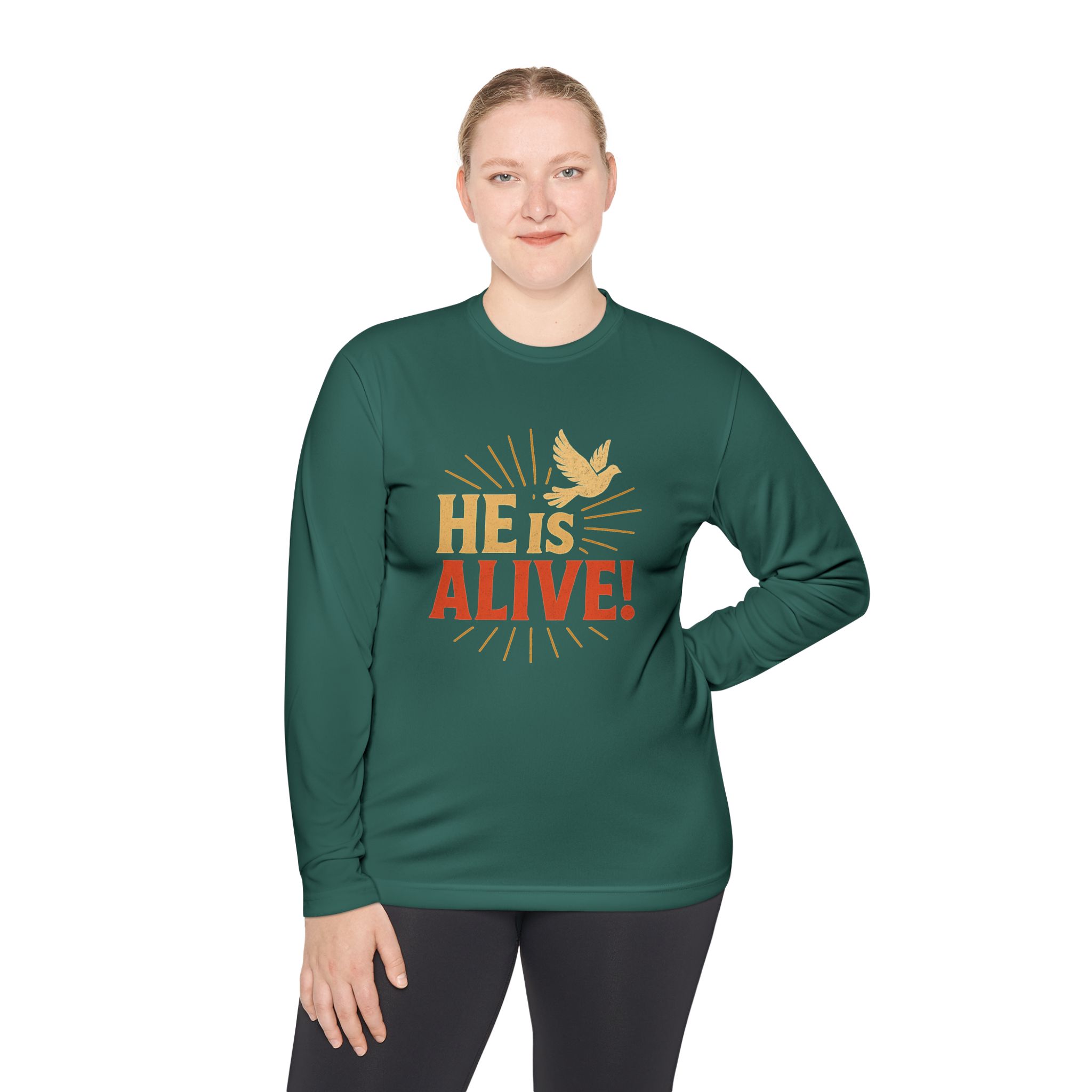 He is Alive – Unisex Lightweight Long Sleeve Tee (with Dove Design) - Image 40