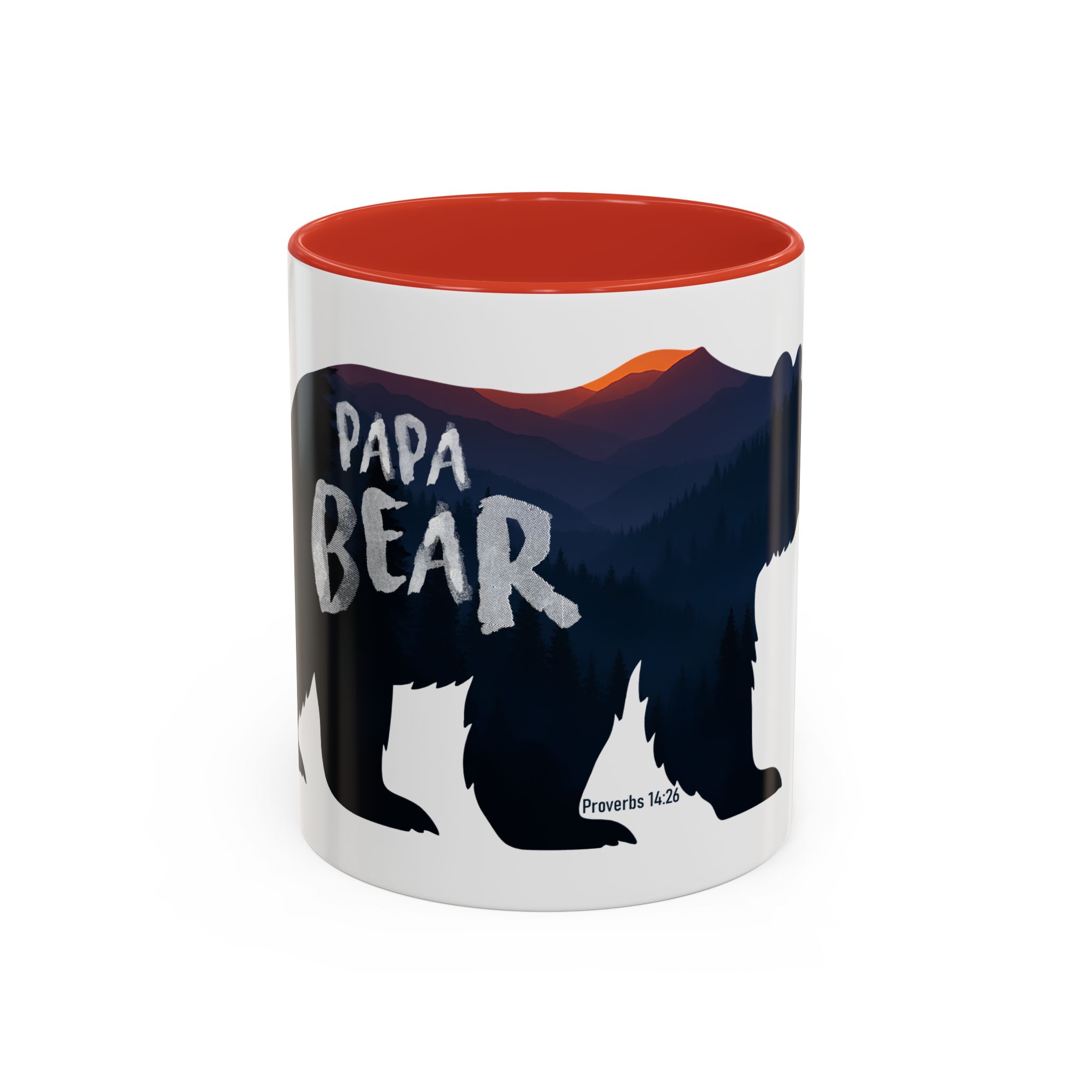 Papa Bear Accent Mug – Christian Mountain Dad Gift w/ Proverbs 14:26 - Image 13