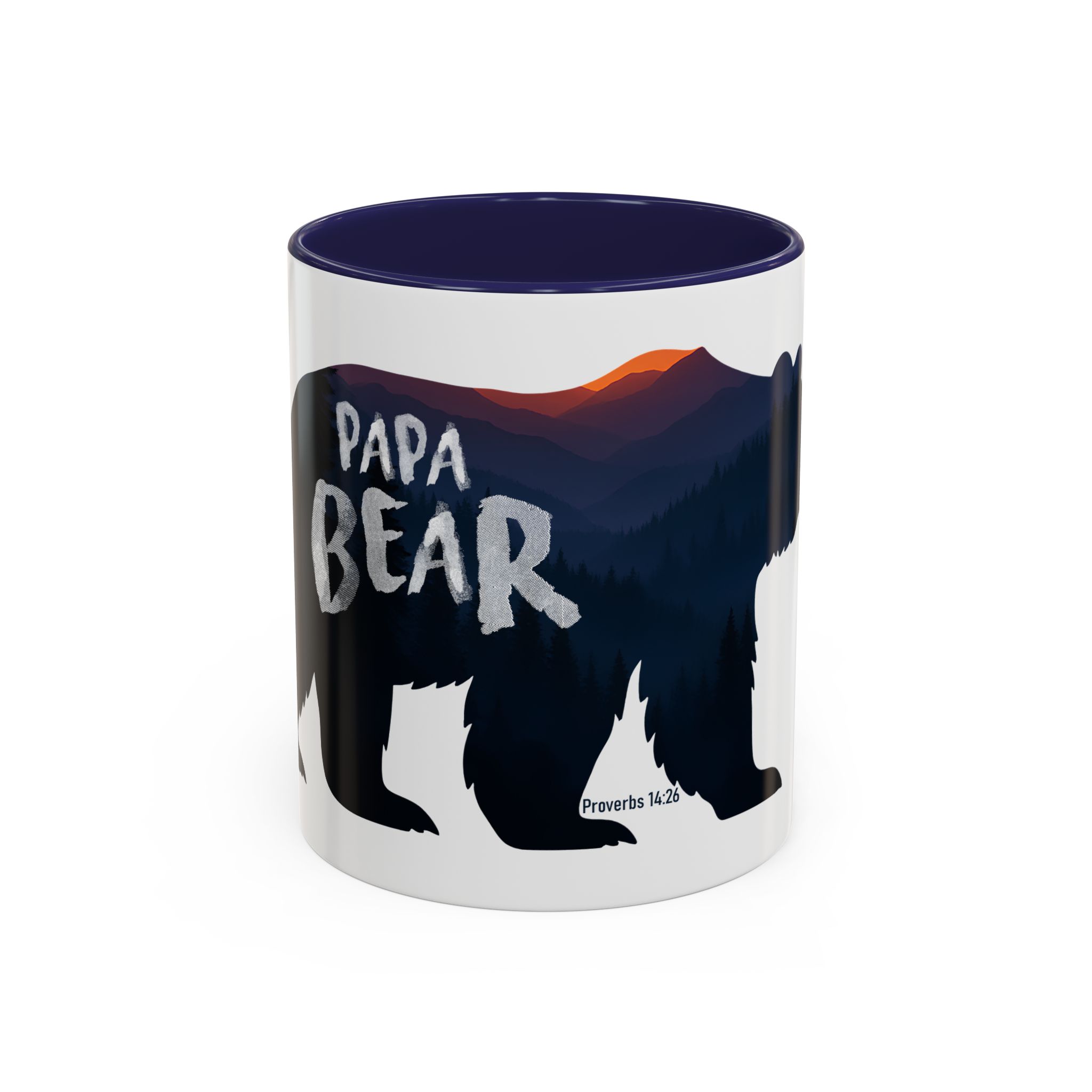 Papa Bear Accent Mug – Christian Mountain Dad Gift w/ Proverbs 14:26 - Image 9