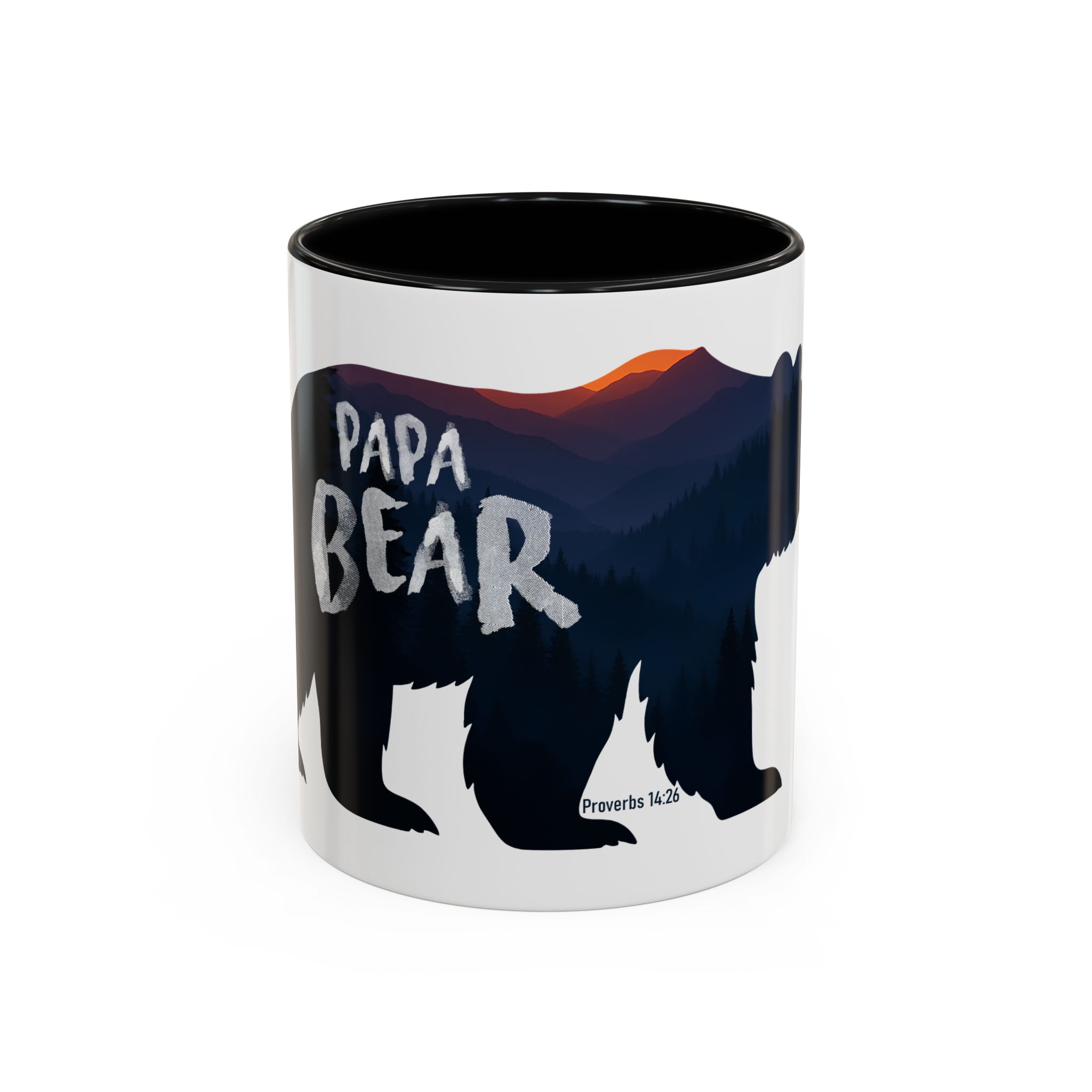 Papa Bear Accent Mug – Christian Mountain Dad Gift w/ Proverbs 14:26 - Image 5