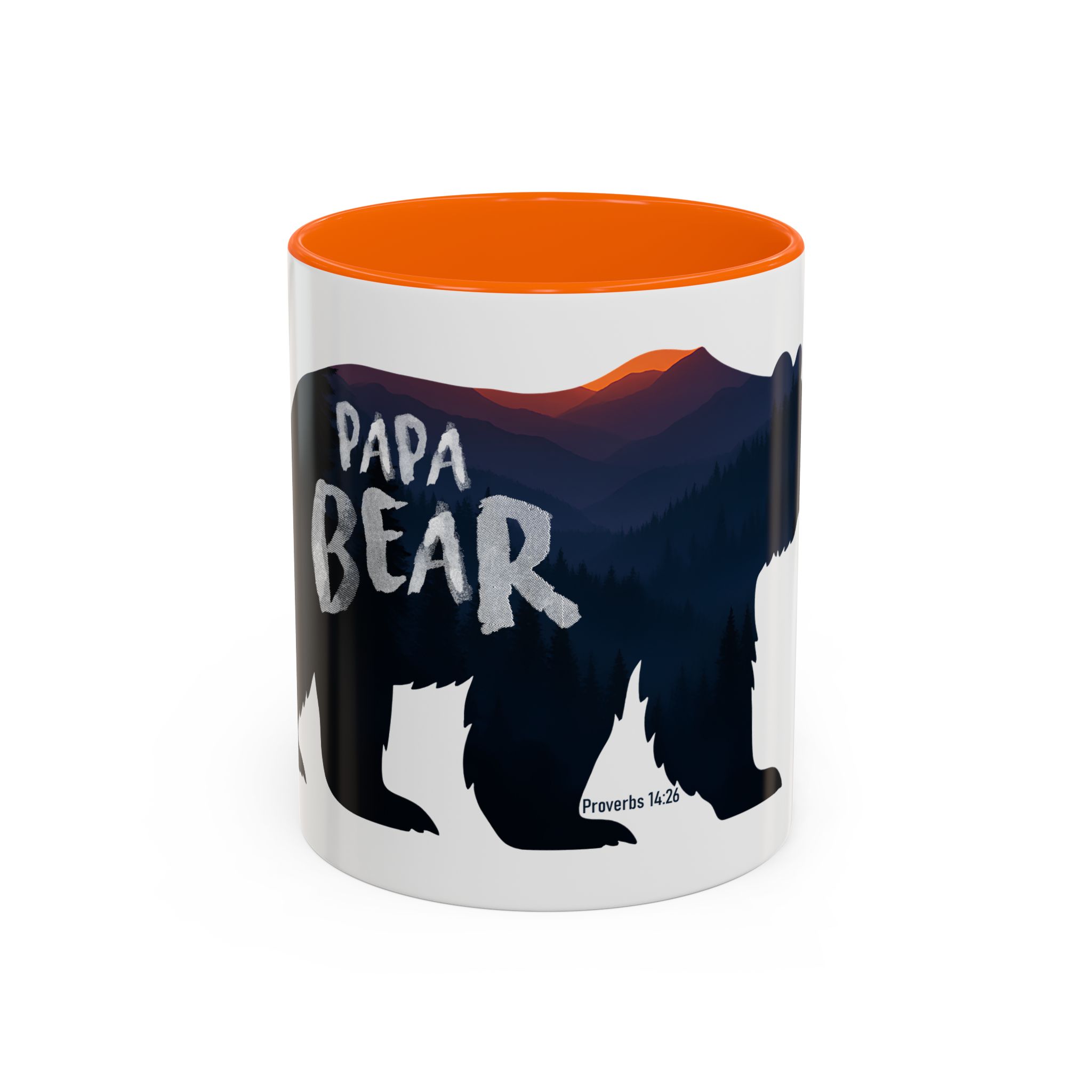 Papa Bear Accent Mug – Christian Mountain Dad Gift w/ Proverbs 14:26 - Image 33