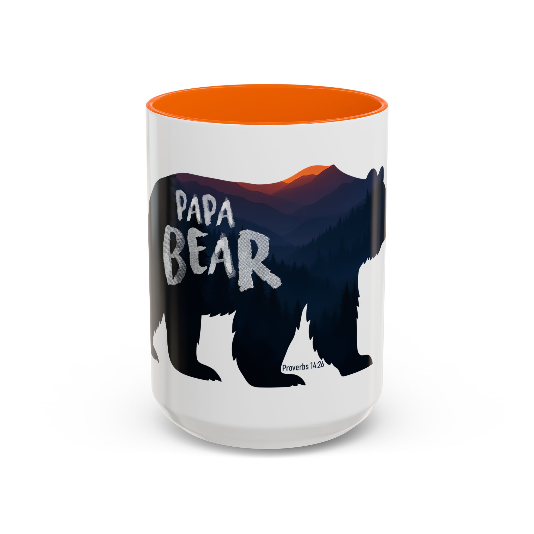 Papa Bear Accent Mug – Christian Mountain Dad Gift w/ Proverbs 14:26 - Image 41