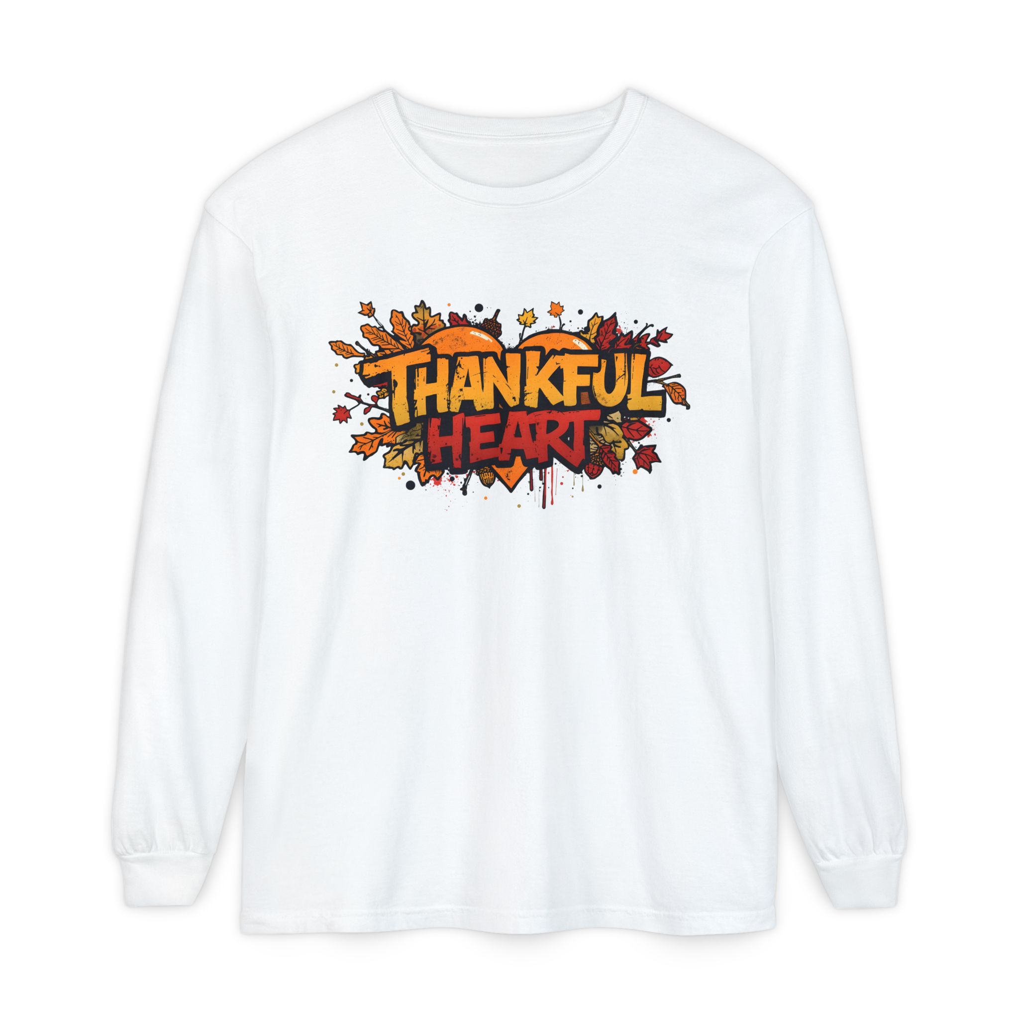 Thankful Heart Long Sleeve – Christian Garment-Dyed Urban Tee 